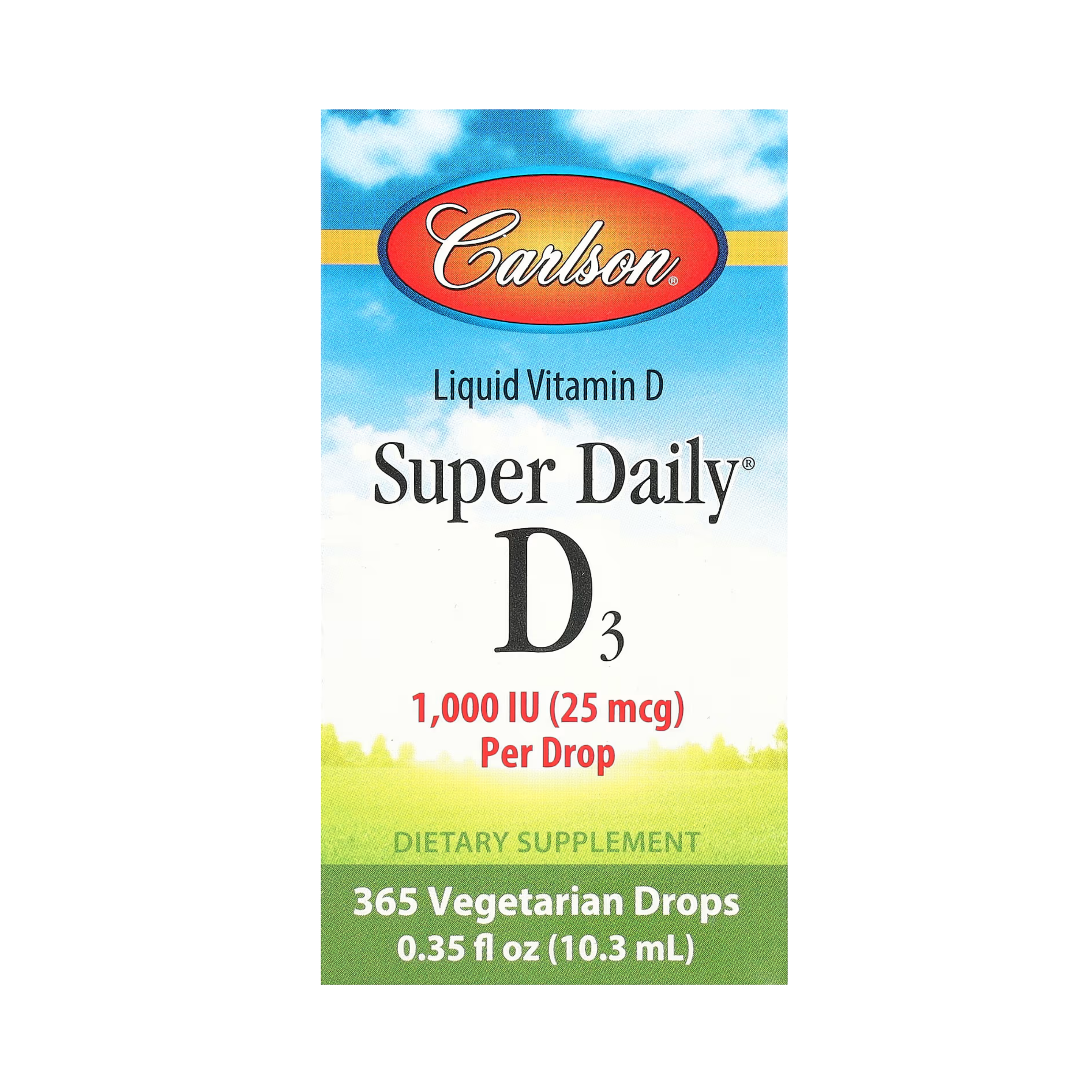 Carlson, Super Daily D3, 25 Mcg (1,000 IU), 0.35 Fl Oz