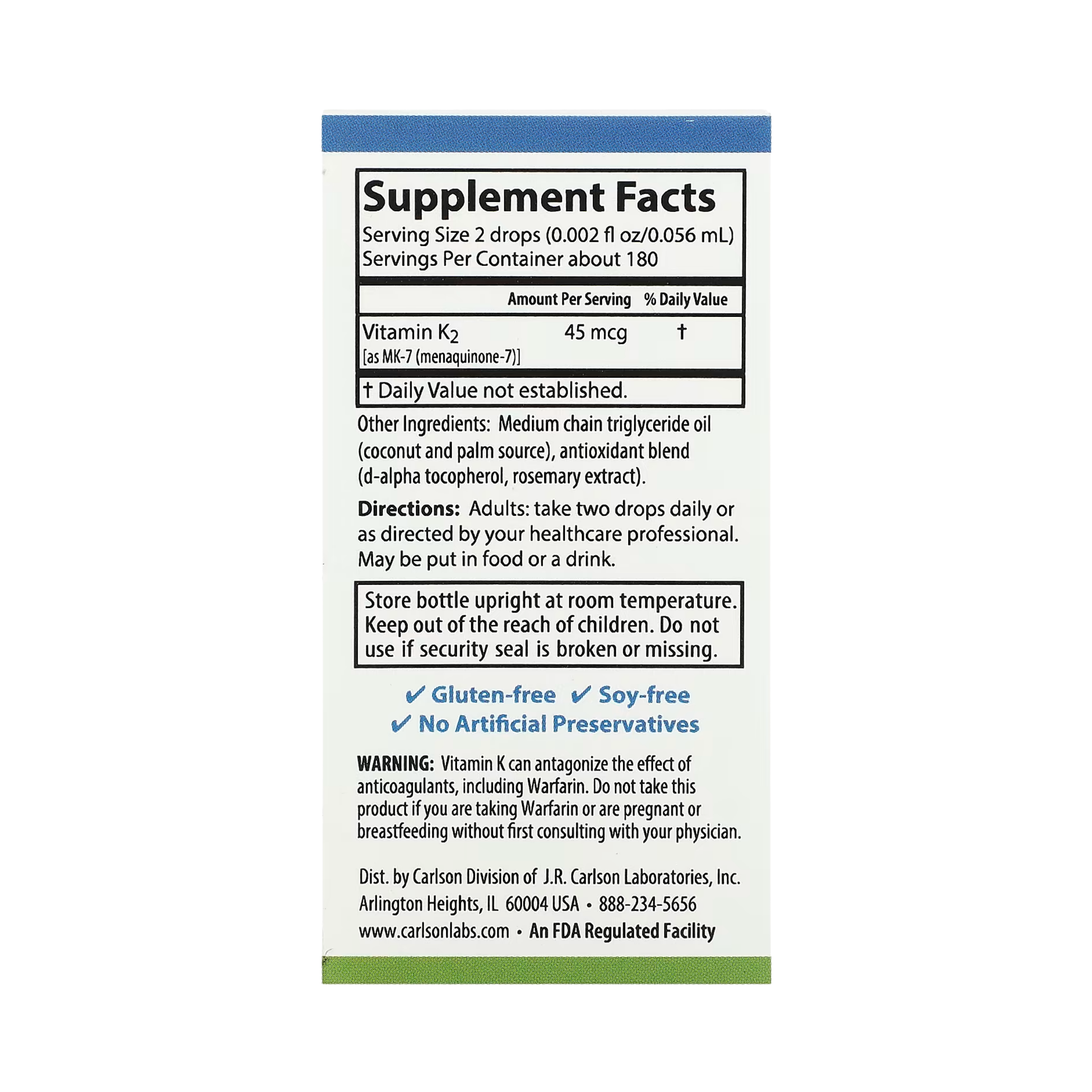 Carlson, Super Daily K2, 45 Mcg, 0.34 Fl Oz
