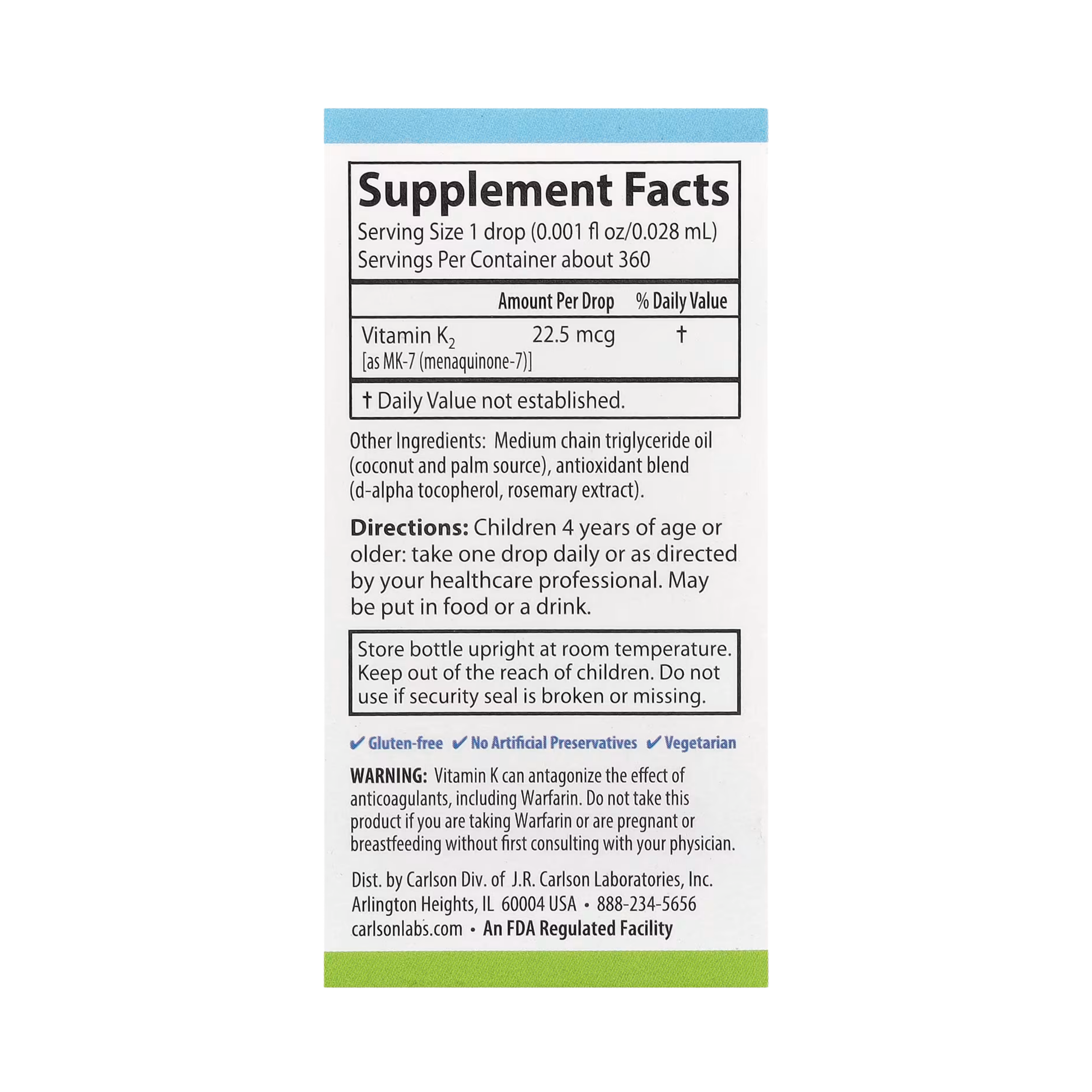 Carlson, Kid's Super Daily K2, 22.5 Mcg, 0.34 Fl Oz (10.16 ml)