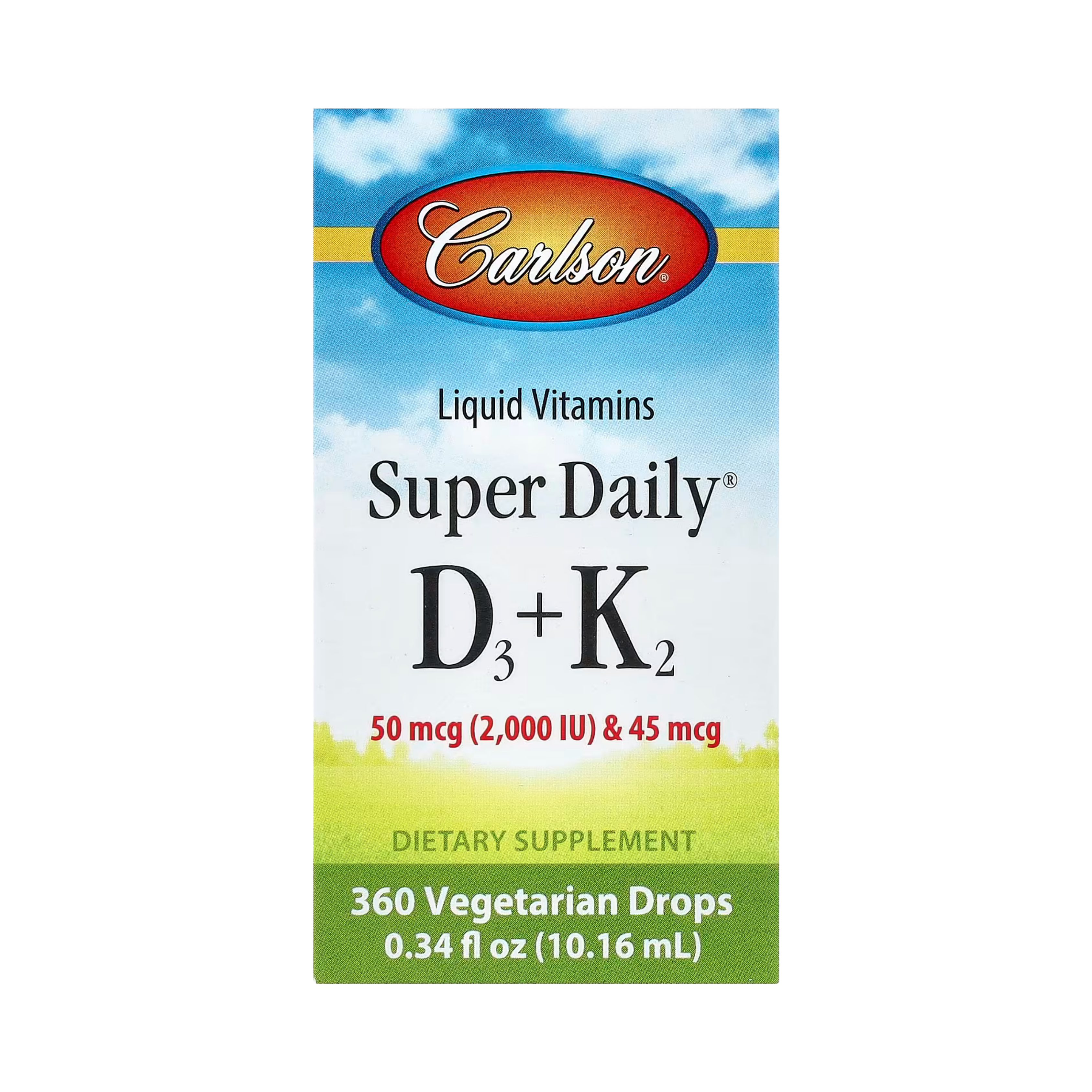 Carlson, Super Daily D3 + K2, 0.34 Fl Oz