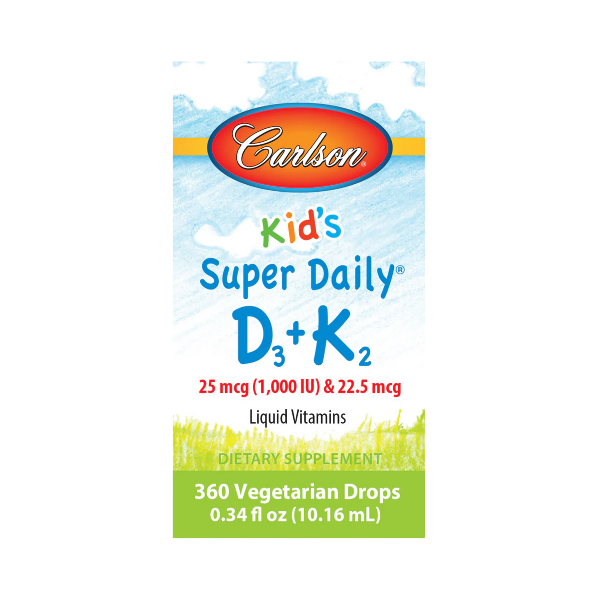 Carlson, Kid's Super Daily D3 + K2, 360 Drops