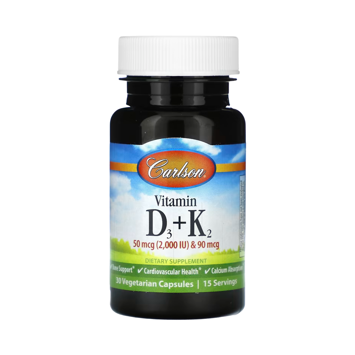 Carlson, Vitamin D3 + K2, 30 Vegetarian Capsules