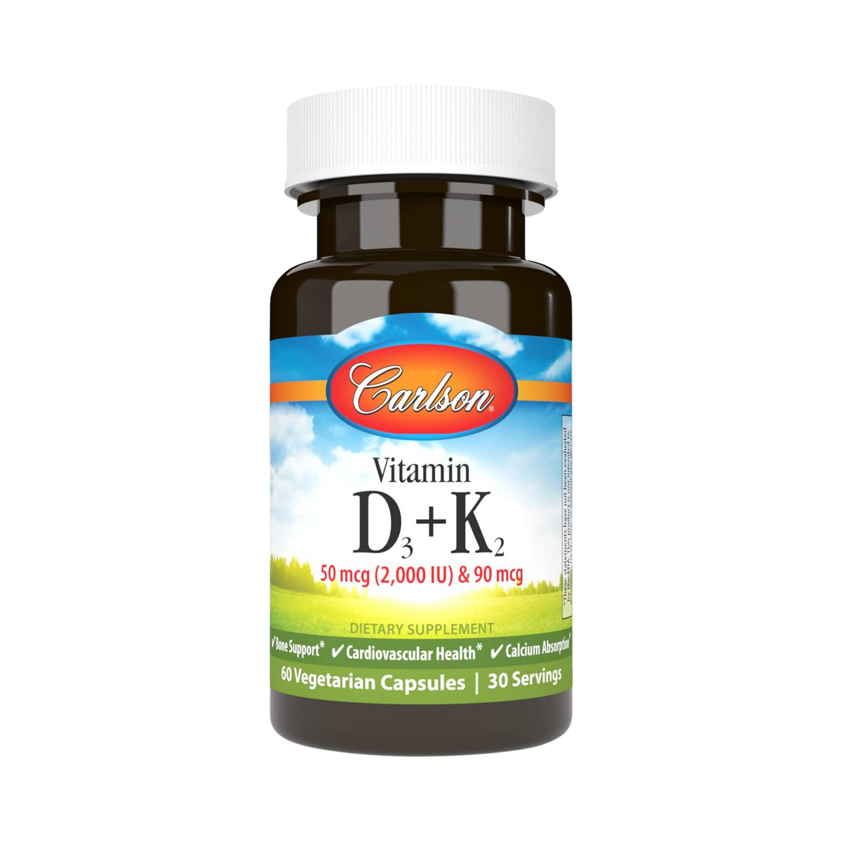 Carlson , Vitamin D3 + K2, 50 Mcg (2000 IU) 60 Capsules