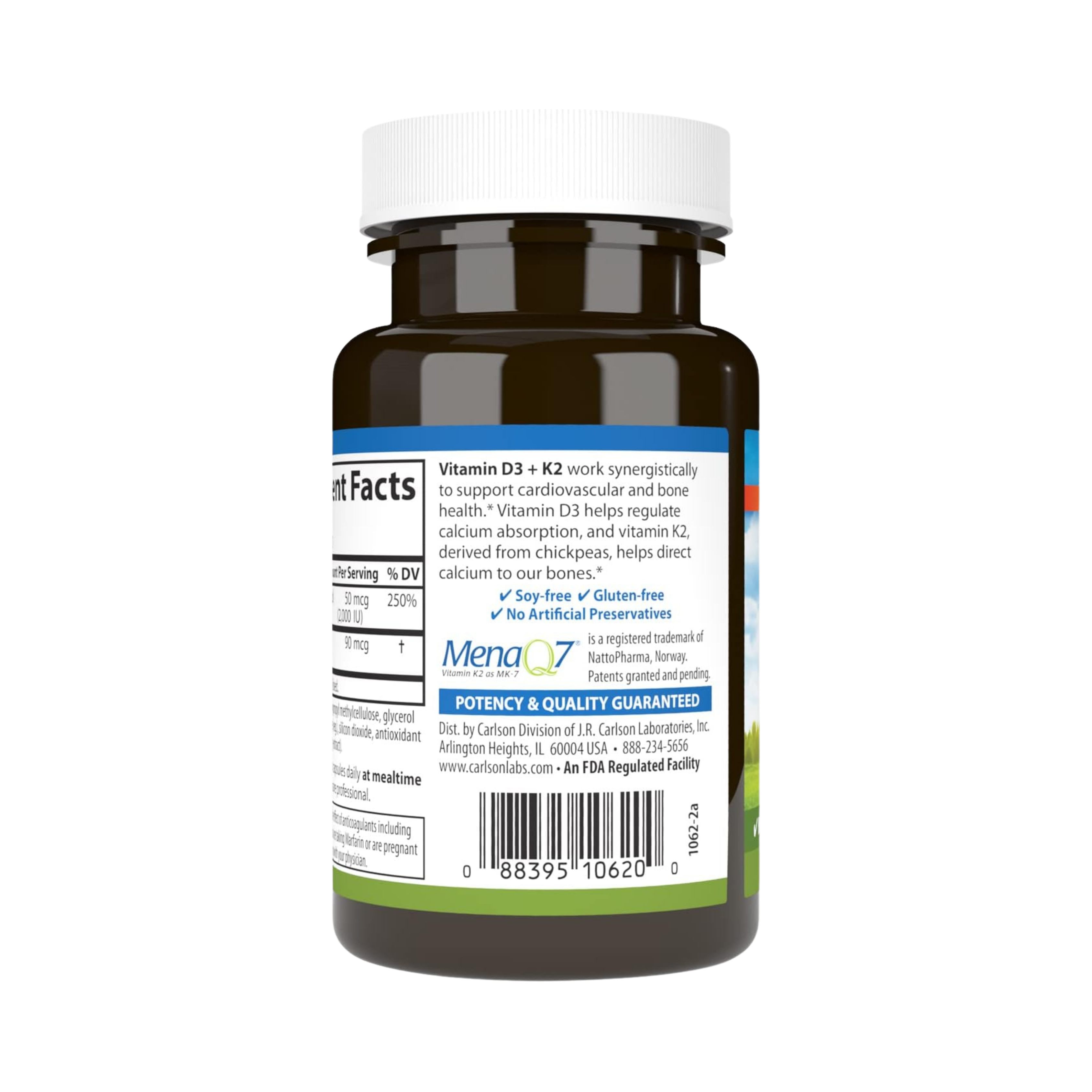 Carlson, Vitamin D3 + K2, 120 Vegetarian Capsules