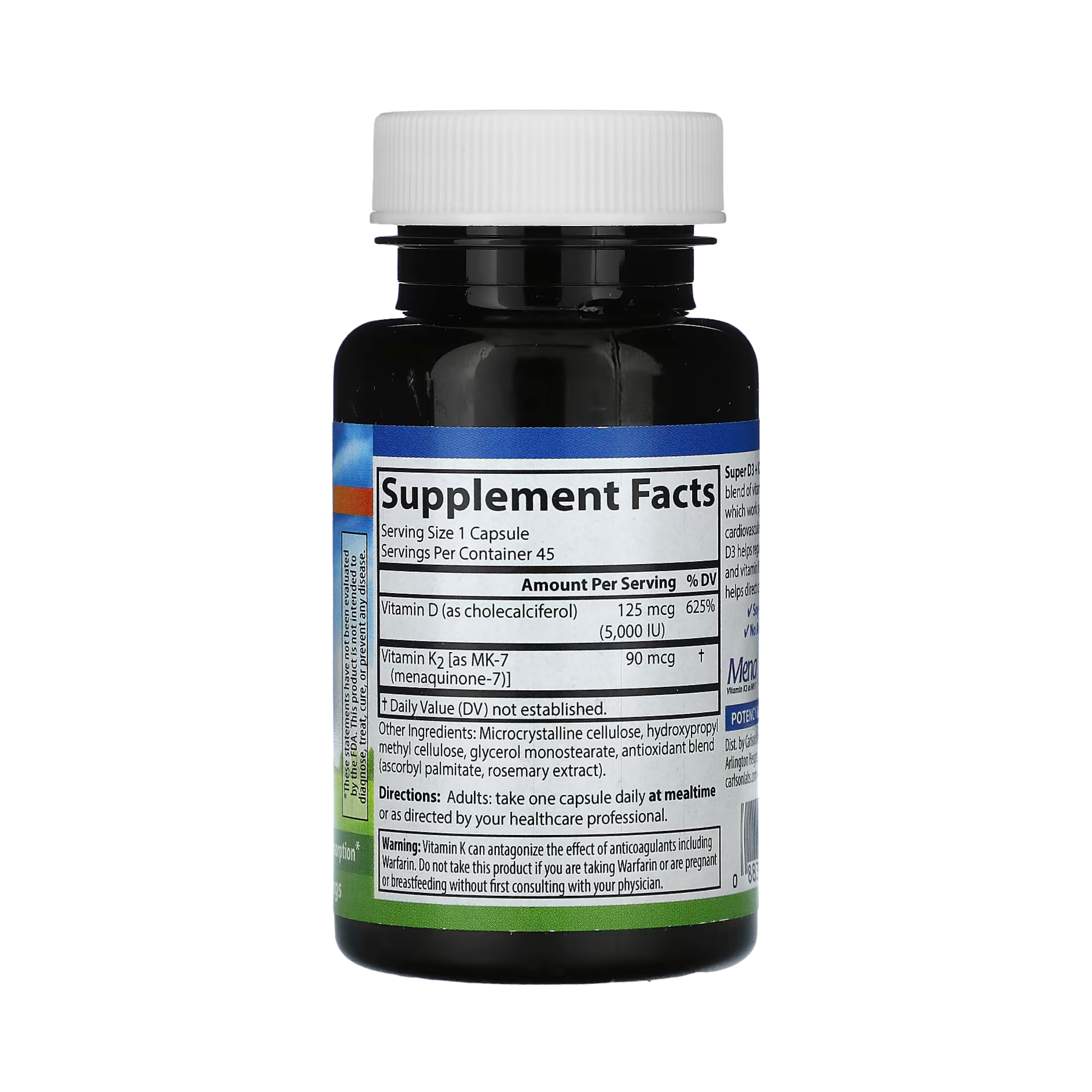 Carlson, Super D3 + K2, 45 Vegetarian Capsules