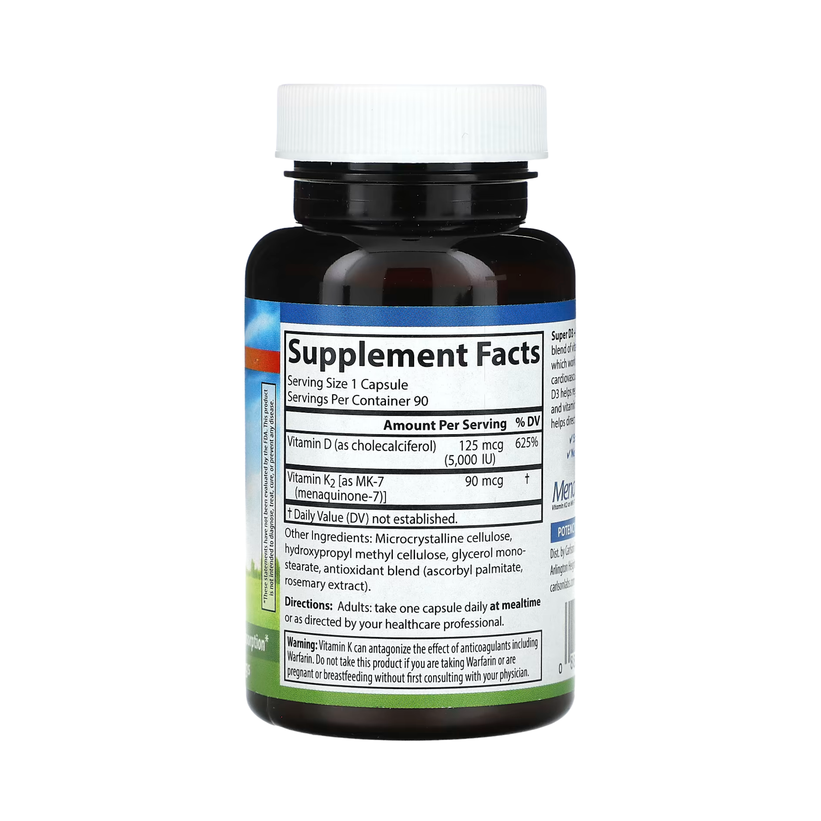Carlson, Super D3 + K2, 90 Vegetarian Capsules