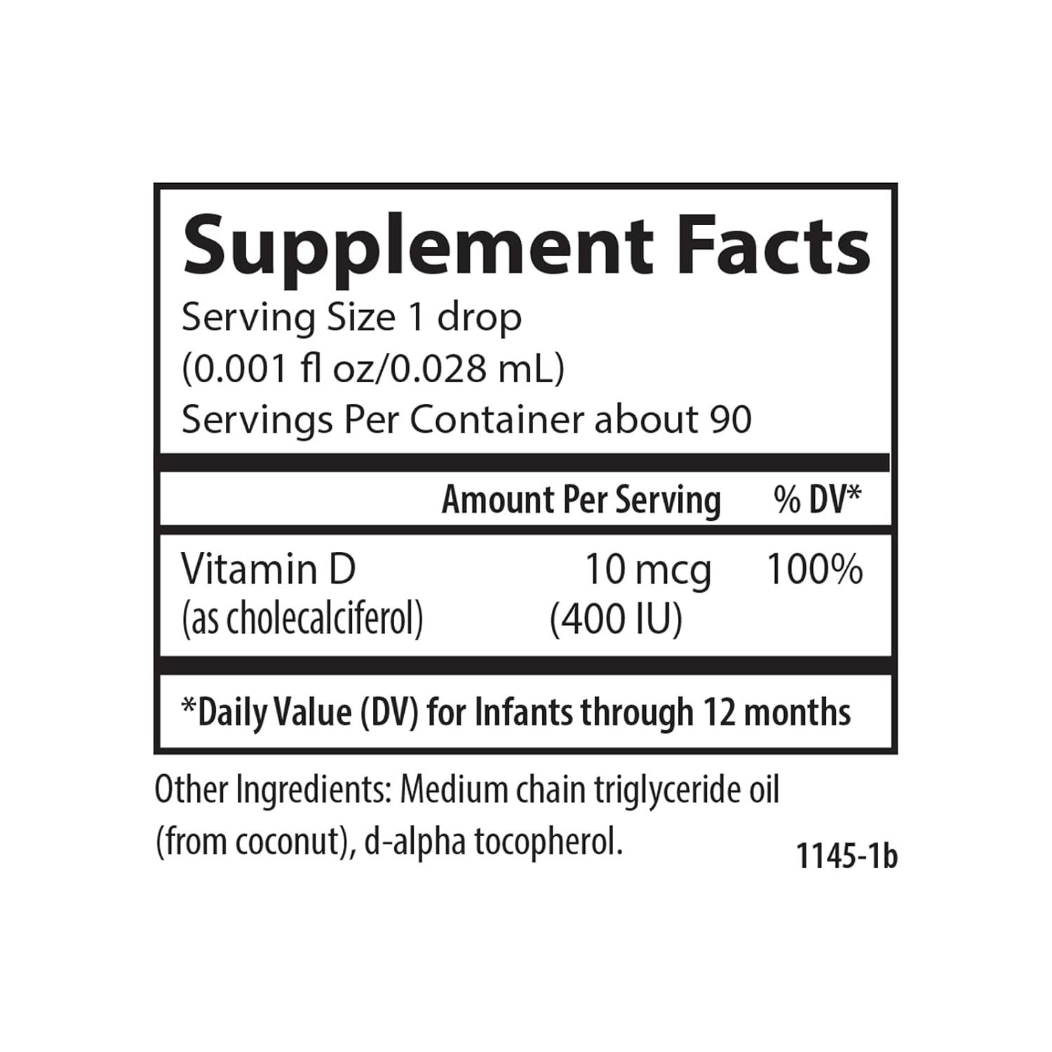 Carlson, Baby's Plant-Based Super Daily D3, Baby Vegetarian Liquid Vitamin D Drops, 90 Drops