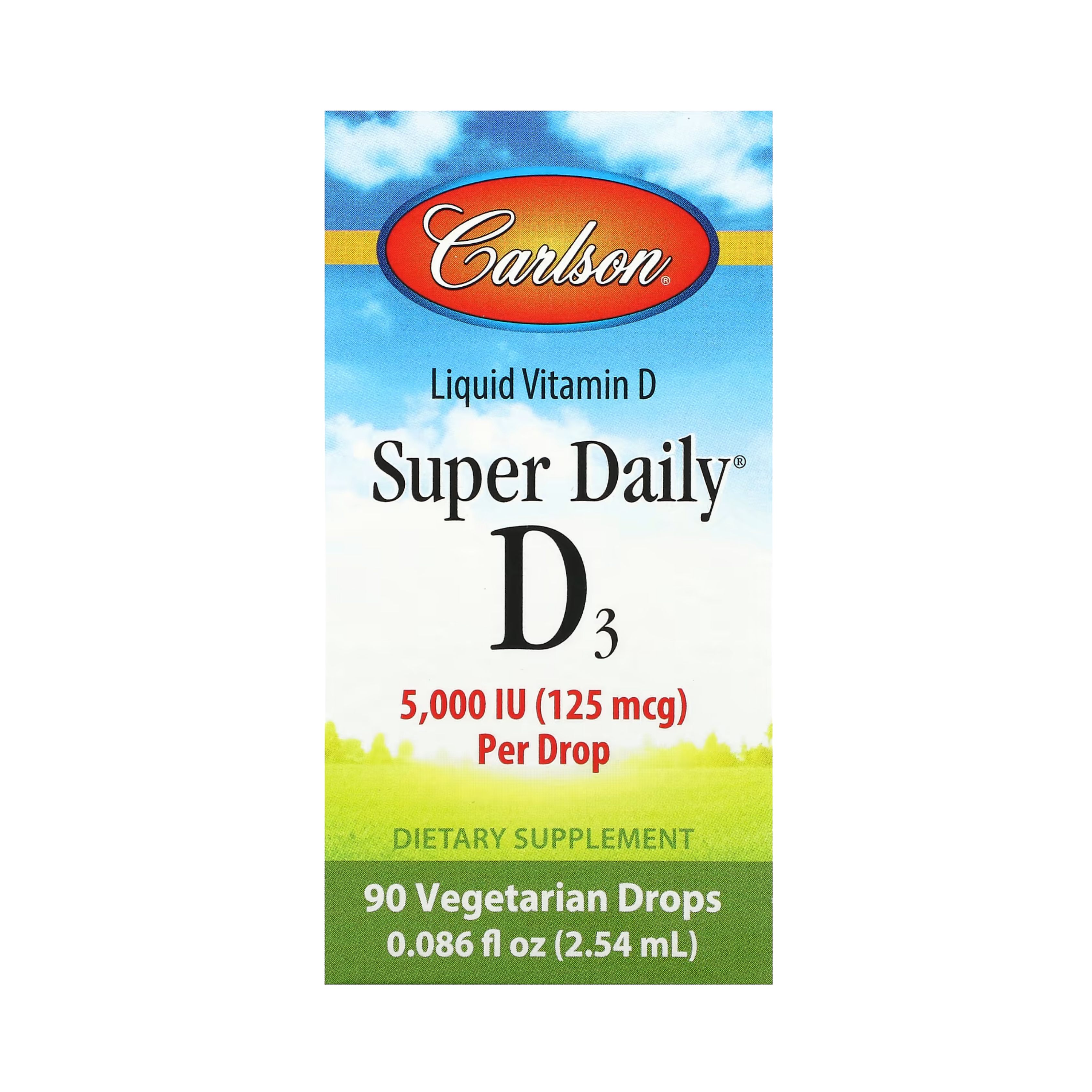Carlson, Super Daily, D3, 125 Mcg (5,000 IU), 0.086 Fl Oz