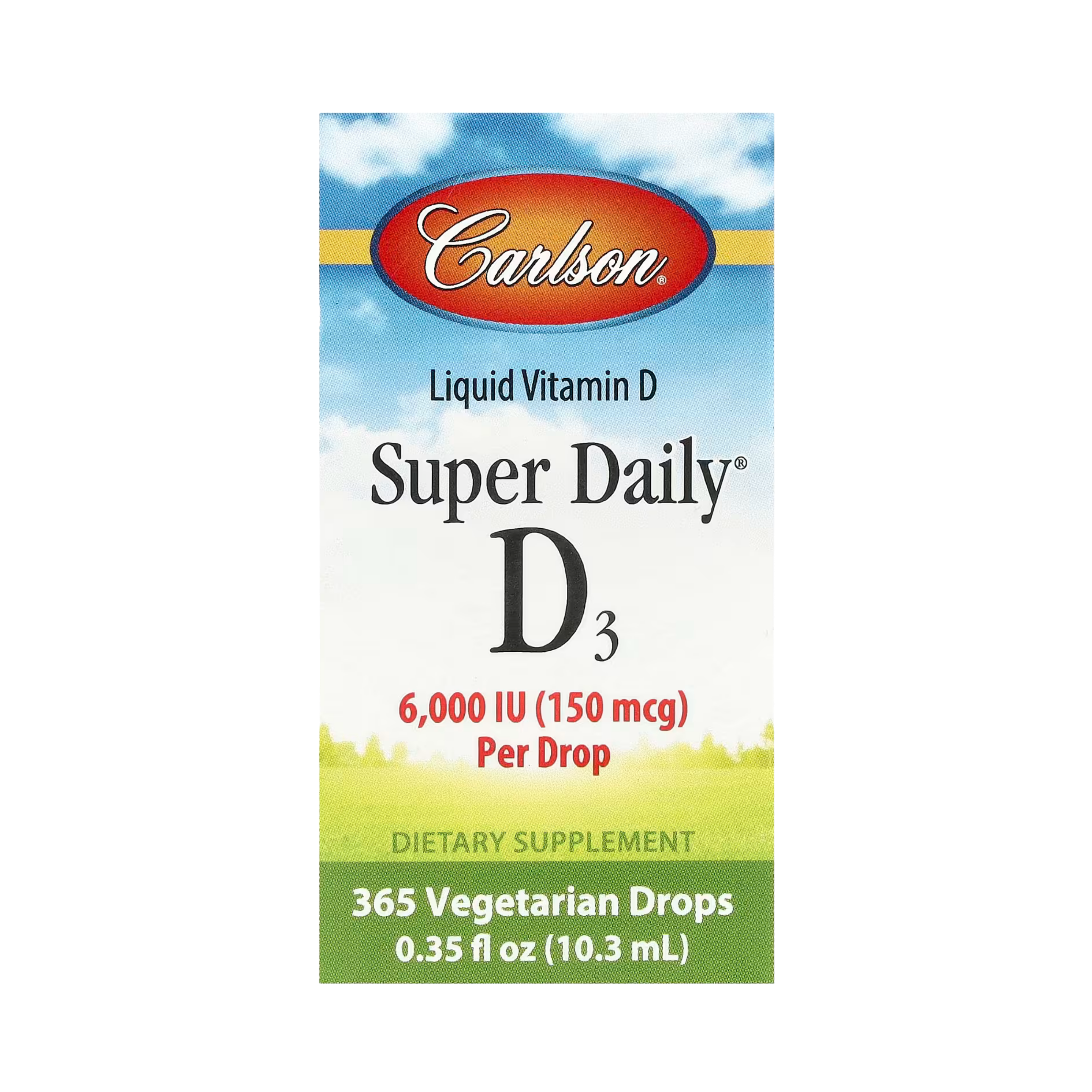 Carlson, Super Daily D3, 150 Mcg (6,000 IU), 0.35 Fl Oz