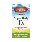 Carlson, Super Daily D3, 150 Mcg (6,000 IU), 0.35 Fl Oz