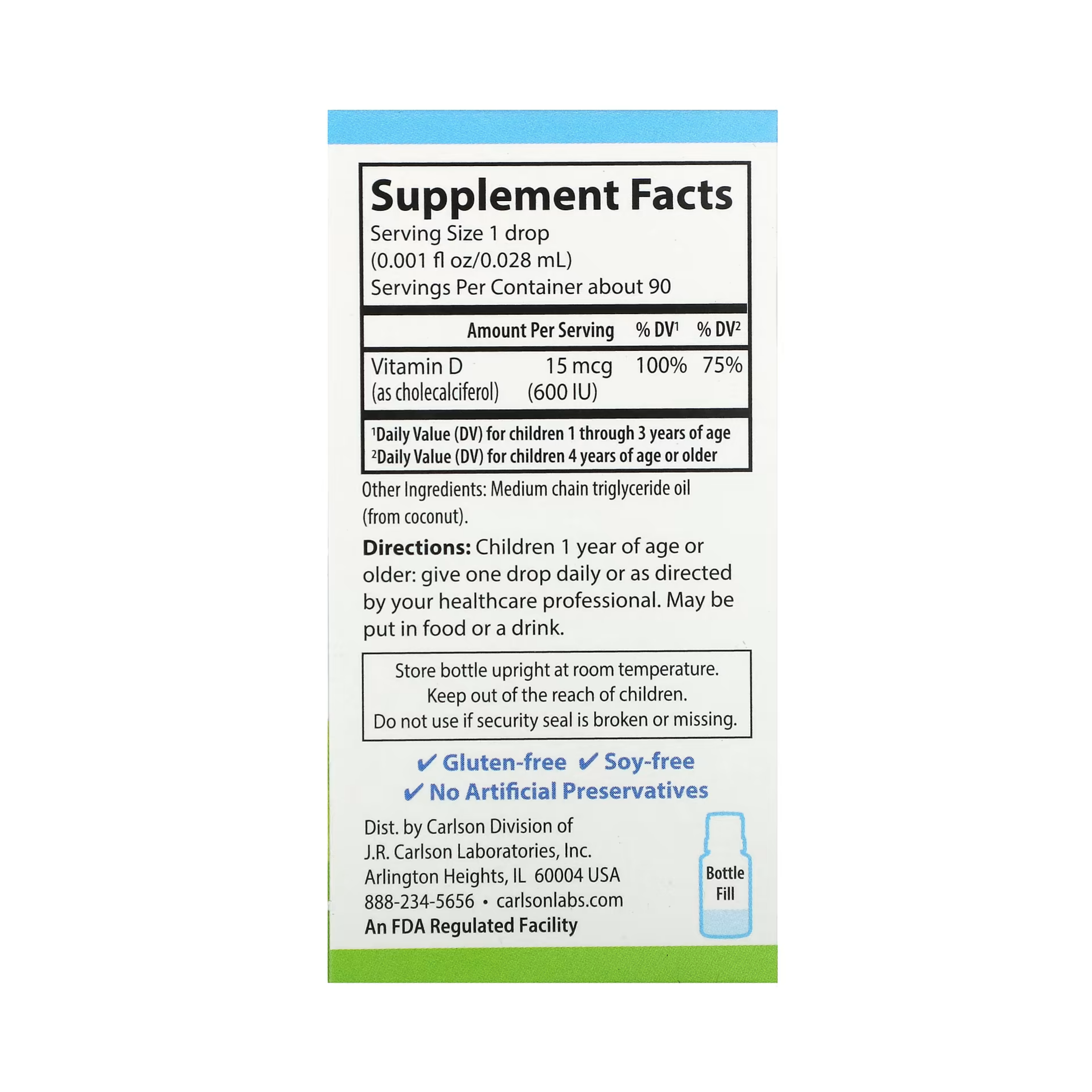 Carlson, Kid's Super Daily D3, 15 Mcg (600 IU), 0.086 Fl Oz