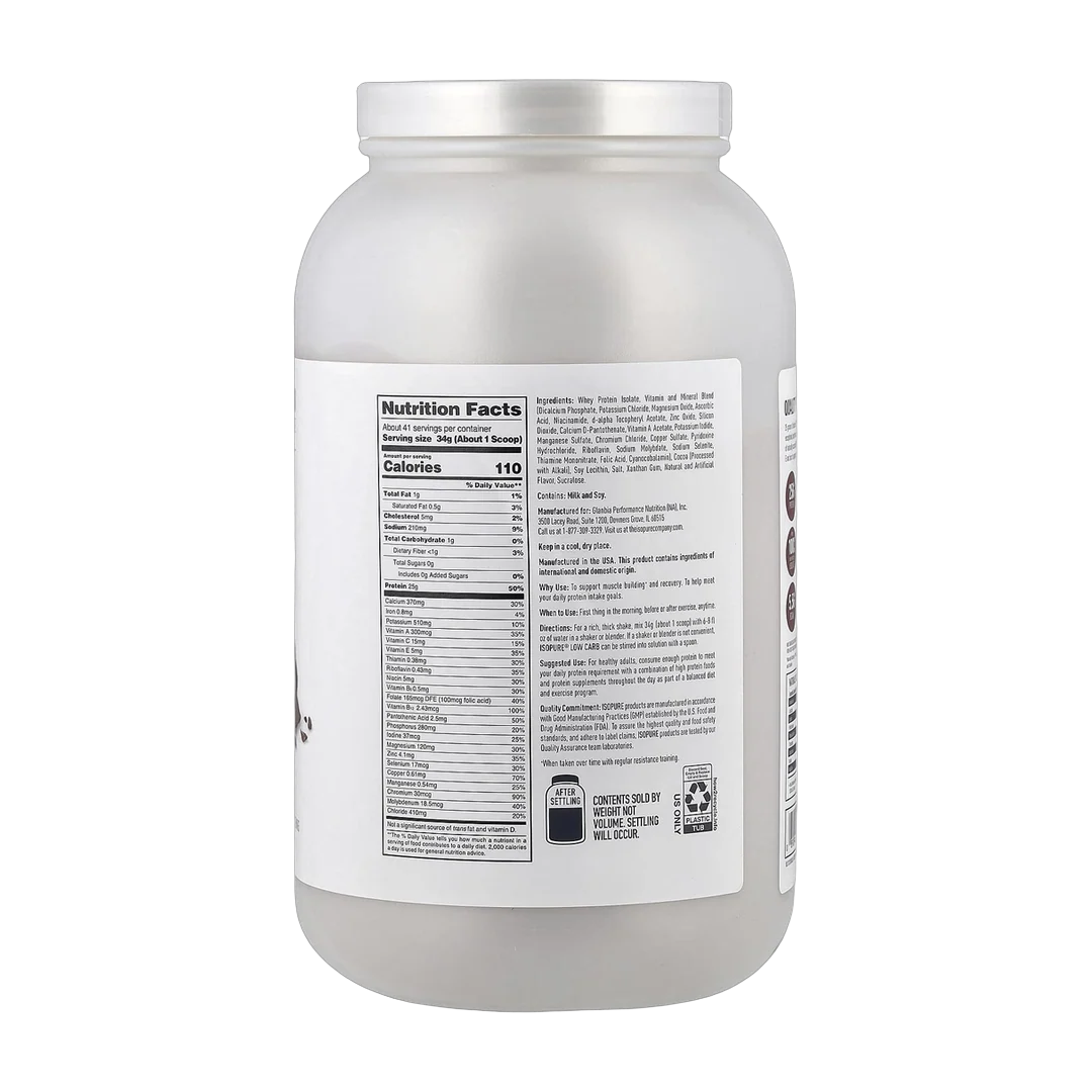 Isopure, Low Carb Protein Powder, Dutch Chocolate, 3.07 lb (1.39 kg)