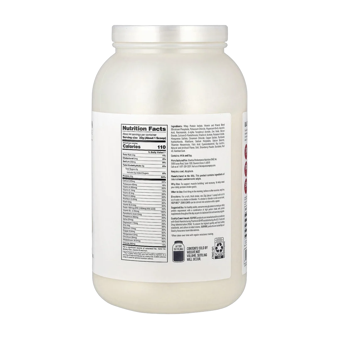 Isopure, Zero Carb Protein Powder, Strawberries & Cream, 3.1 lb (1.4 kg)