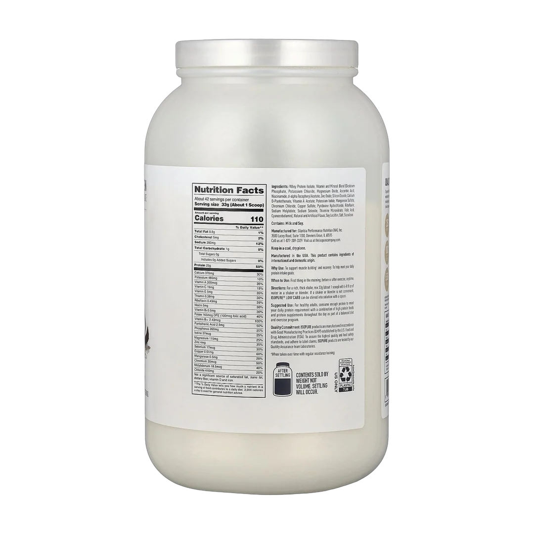 Isopure, Low Carb Protein Powder, Toasted Coconut, 3.06 lb (1.38 kg)