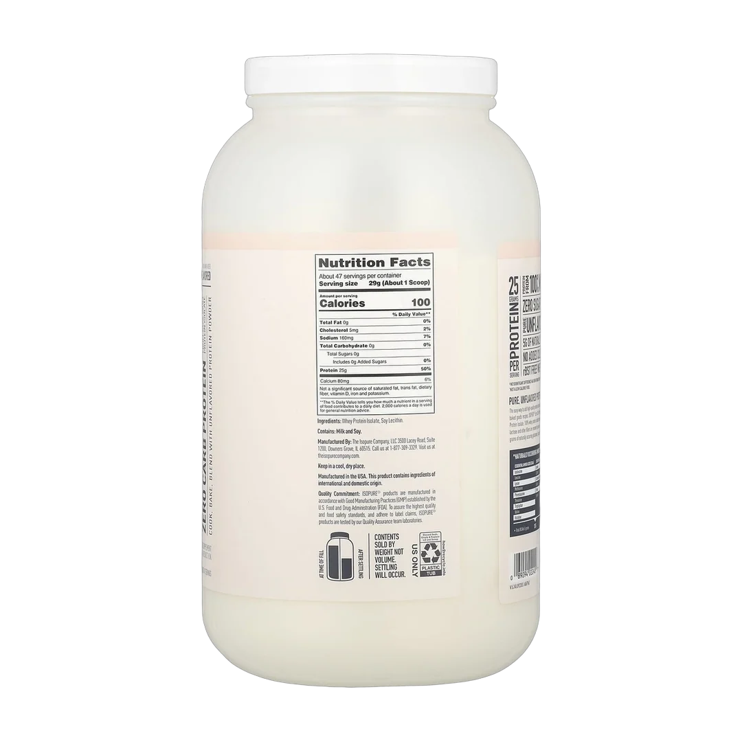 Isopure, Zero Carb Protein Powder, Unflavored, 3 lb (1.36 kg)