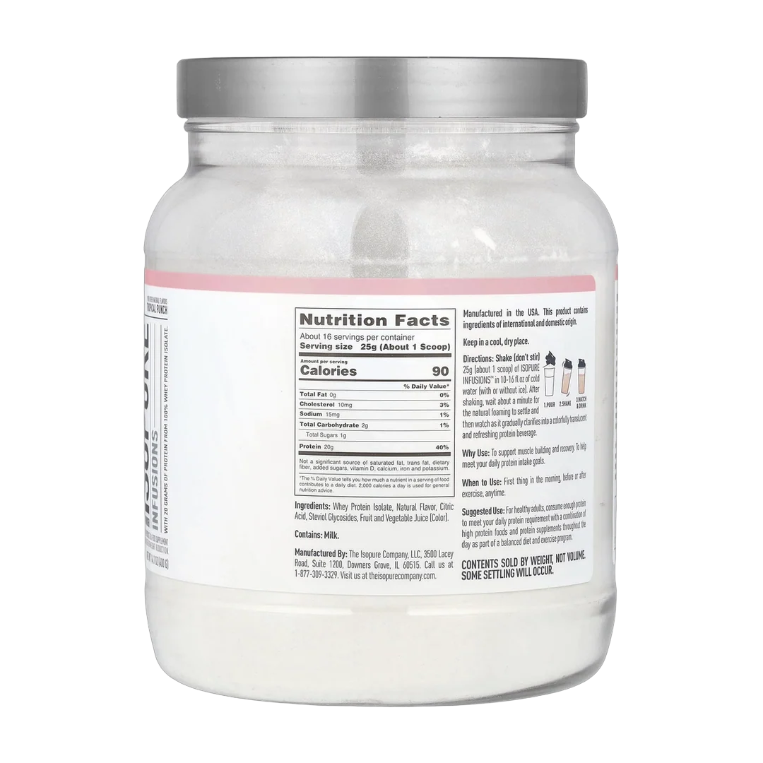 Isopure, Infusions Protein Powder, Tropical Punch, 14.1 oz (400 g)