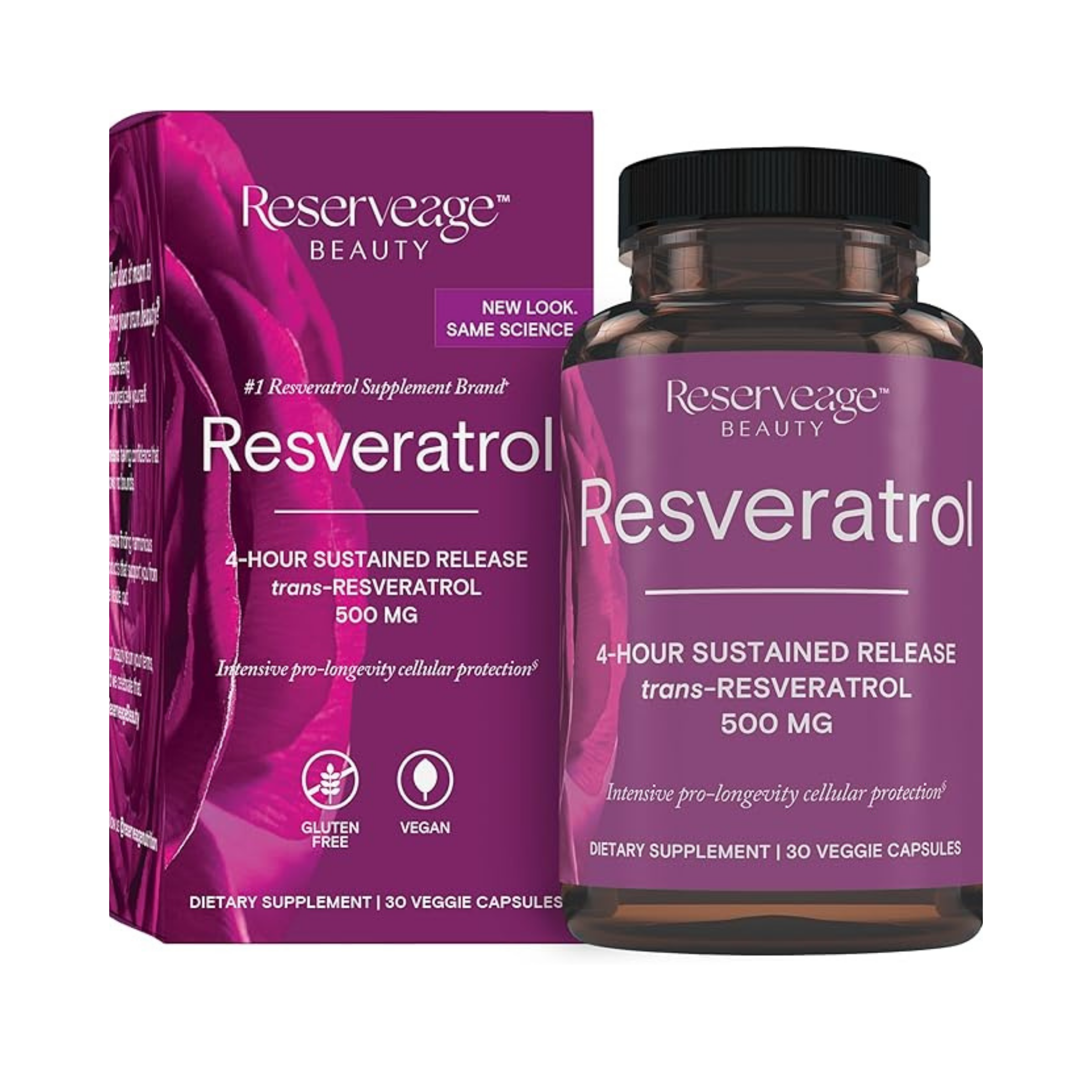 Reserveage Beauty, Resveratrol, Trans-Resveratrol, 500 mg, 30 Veggie Capsules