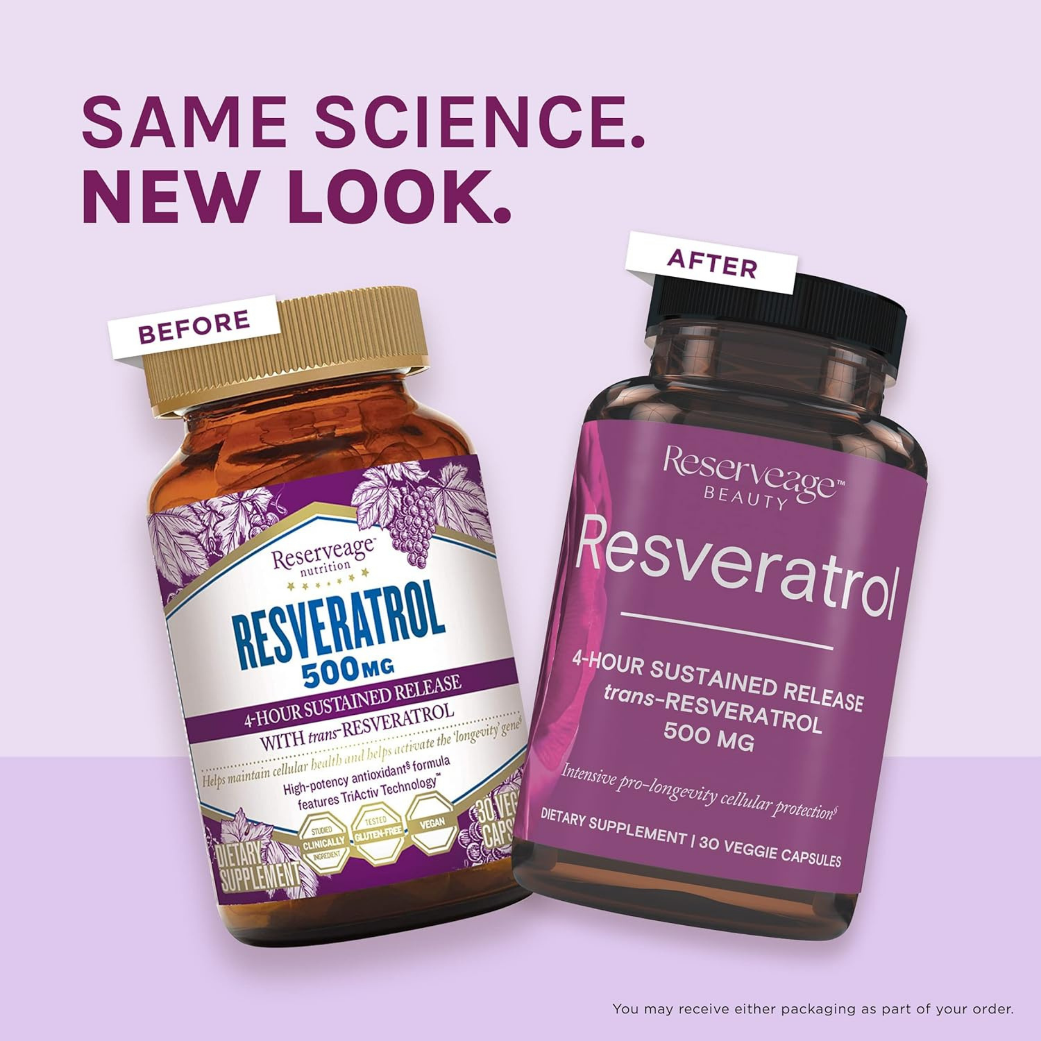 Reserveage Beauty, Resveratrol, Trans-Resveratrol, 500 mg, 30 Veggie Capsules