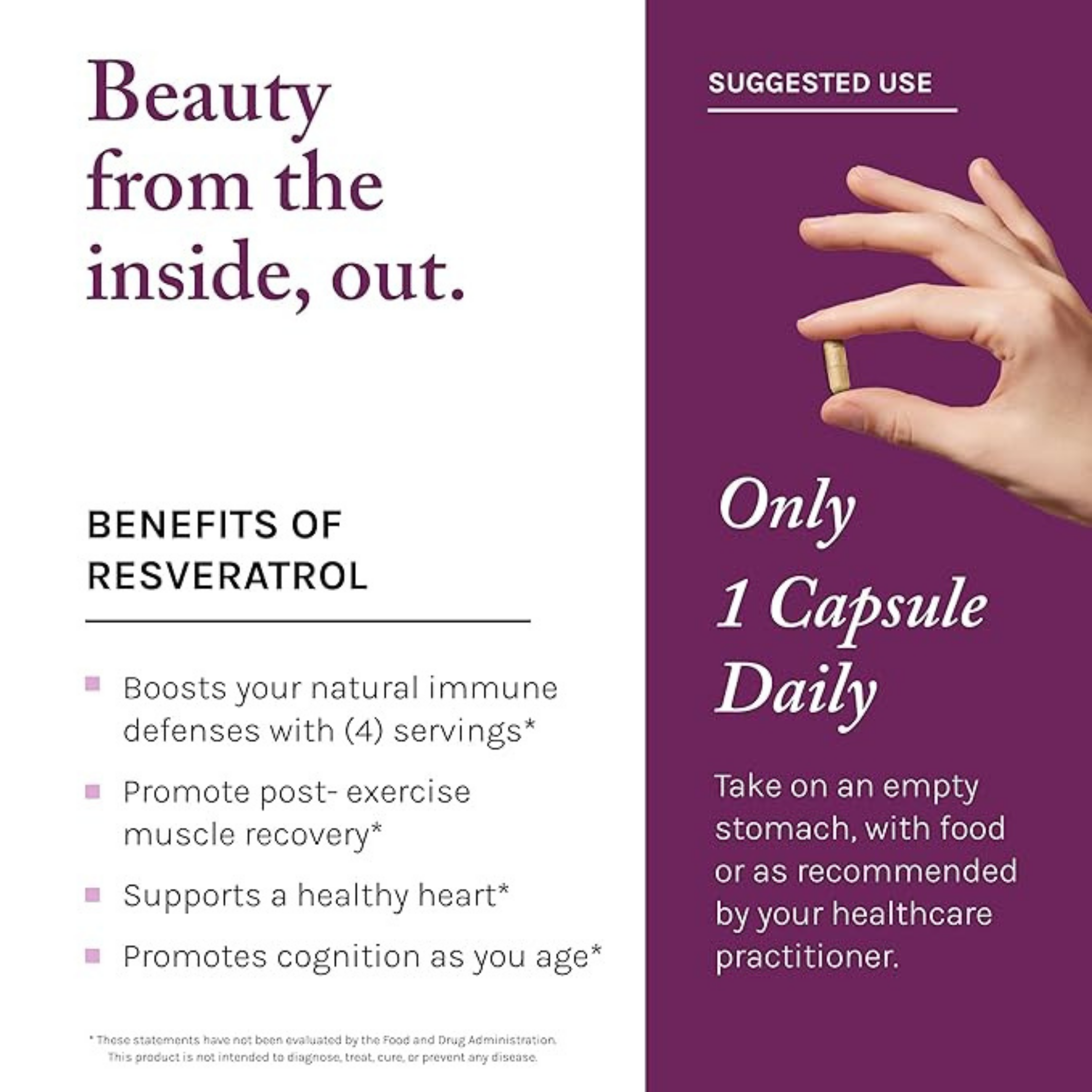 Reserveage Beauty, Resveratrol, 250 mg, 30 Veggie Capsules