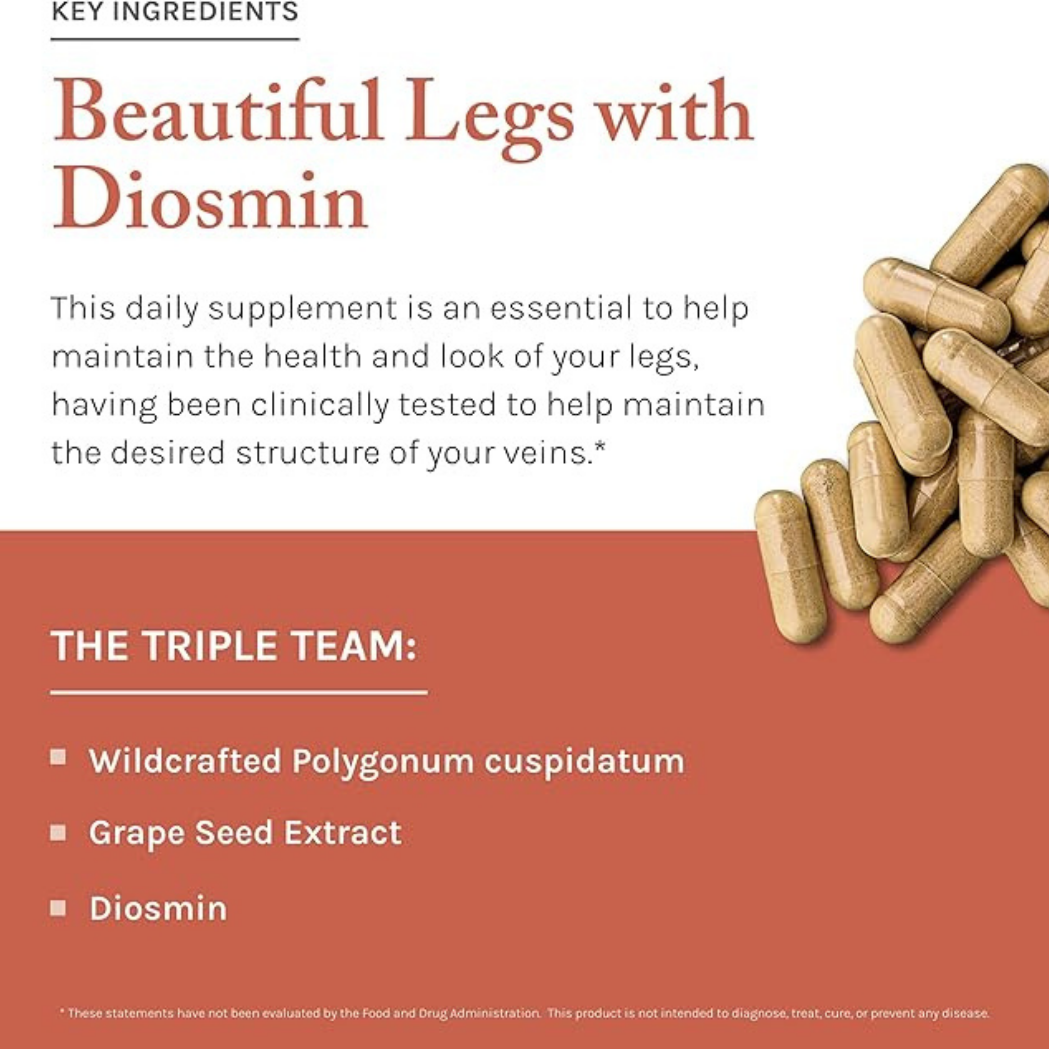 Reserveage Beauty, Beautiful Legs with Diosmin & Butcher's Broom Extract, 30 Veggie Capsules