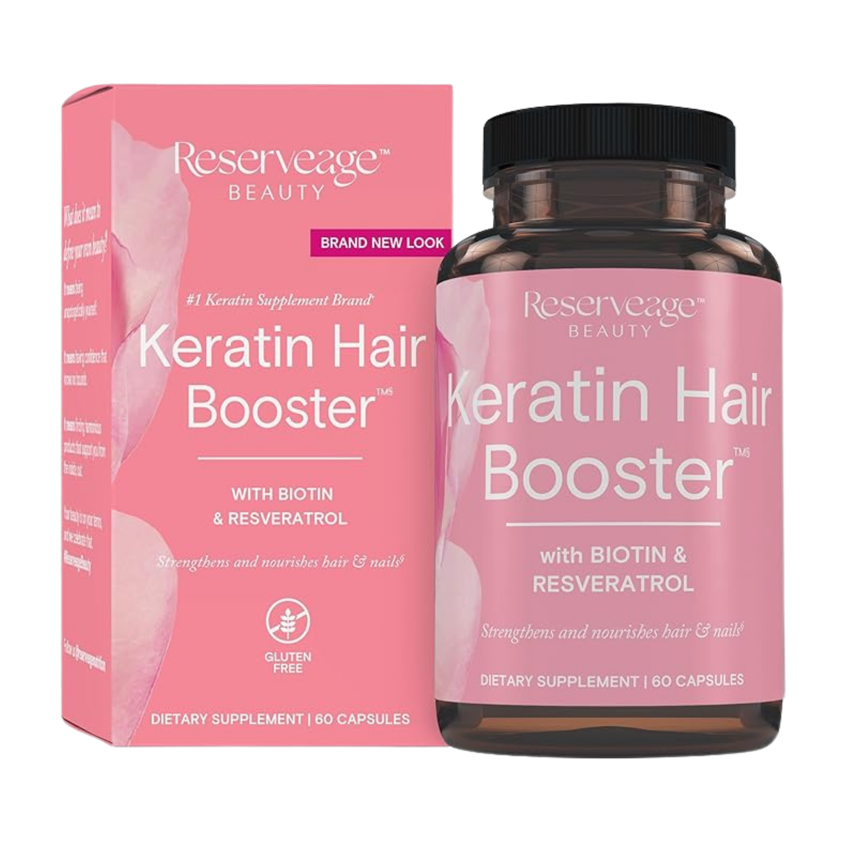 Reserveage Beauty, Keratin Hair Booster with Biotin & Resveratrol, 60 Capsules