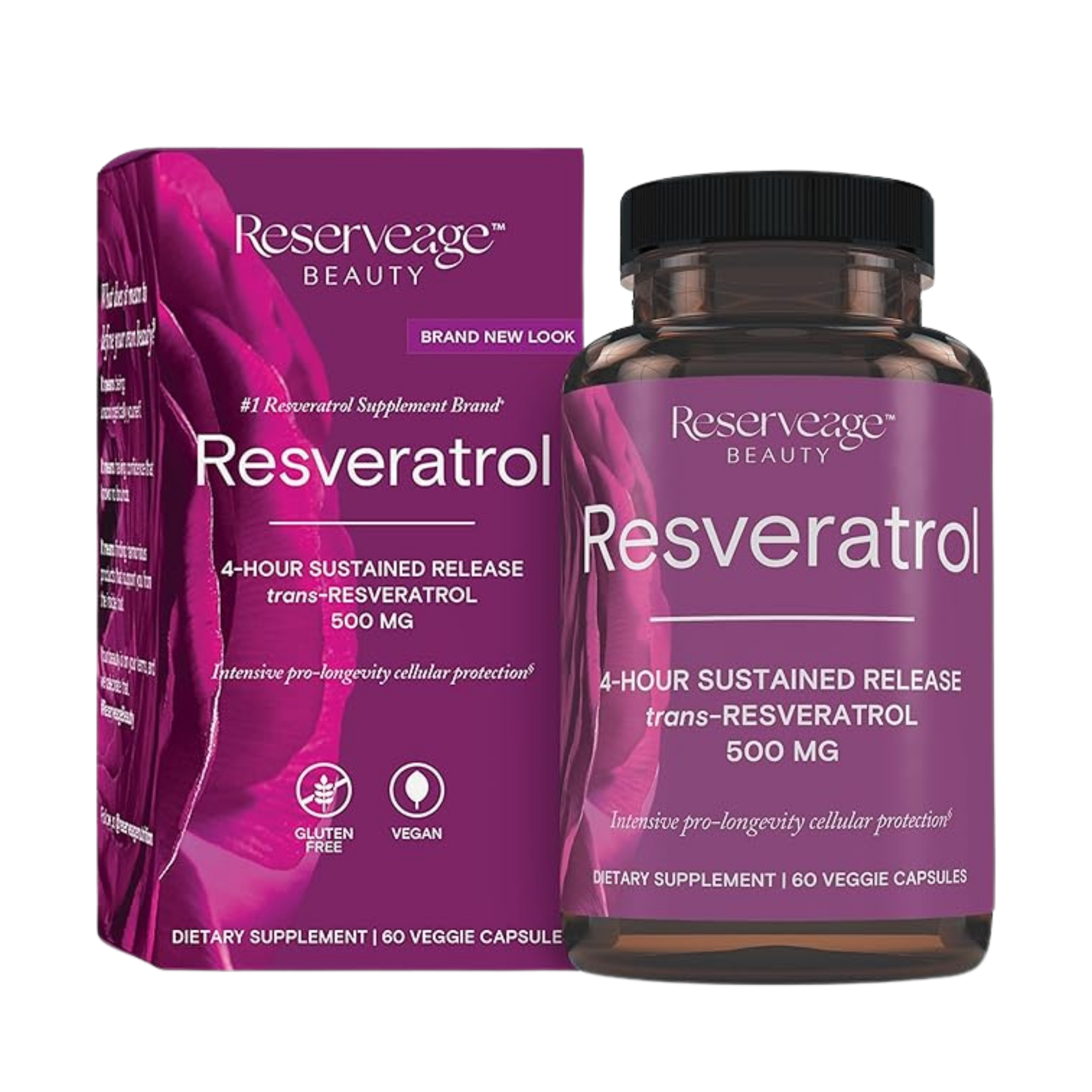 Reserveage Beauty, Resveratrol, Trans-Resveratrol, 500 mg, 60 Veggie Capsules