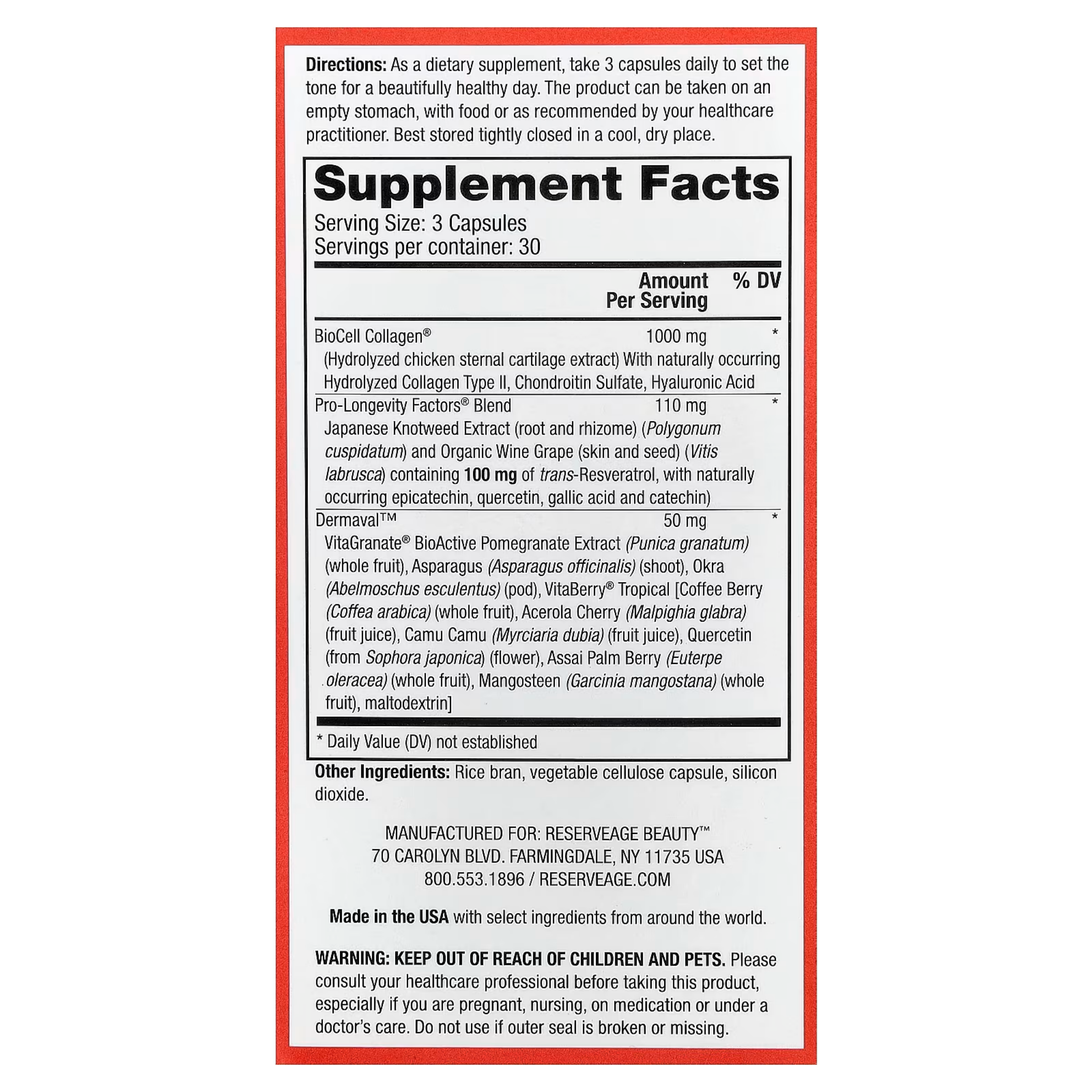 Reserveage Beauty, Ultra Collagen Booster, 90 Capsules