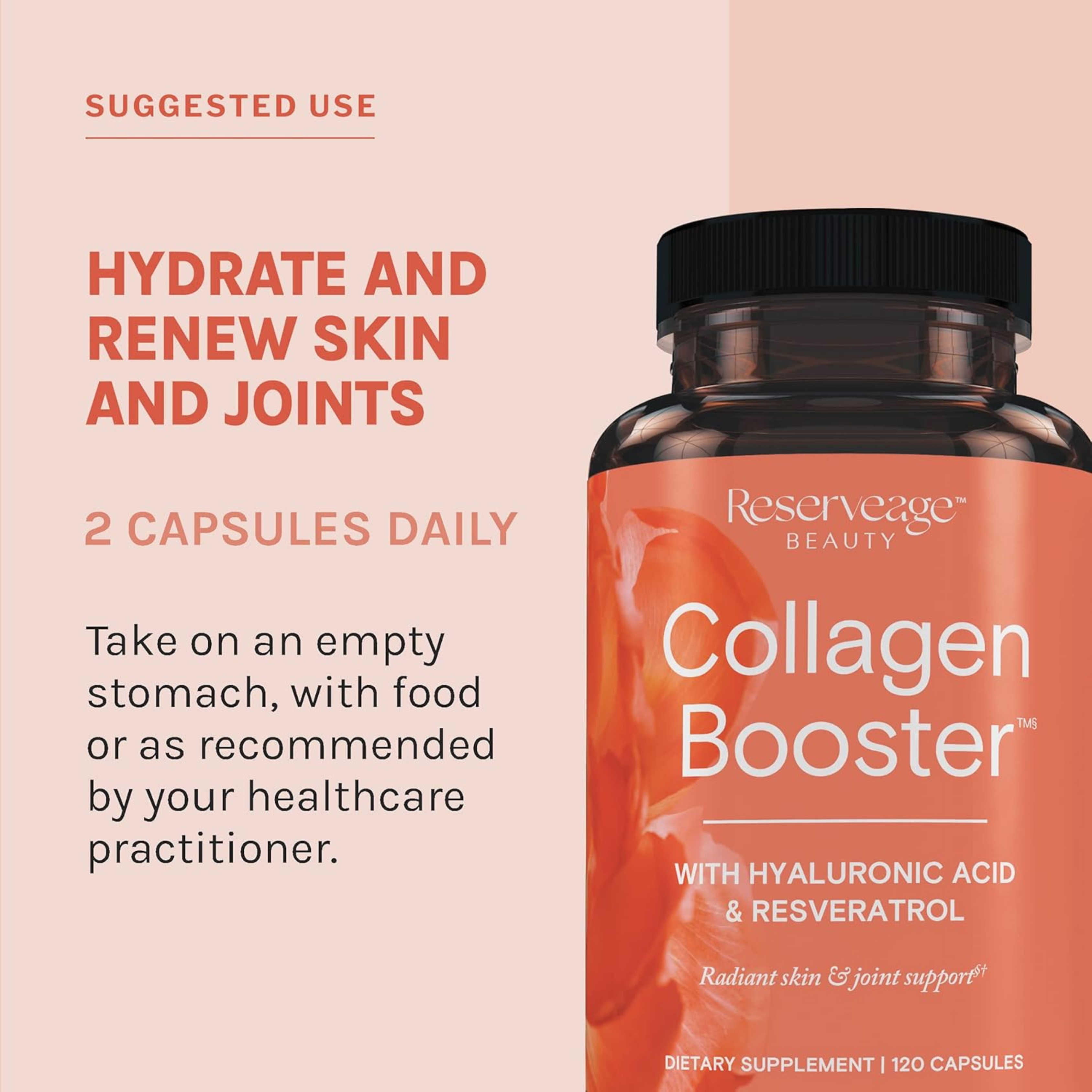 Reserveage Beauty, Collagen Booster with Hyaluronic Acid & Resveratrol, 120 Capsules