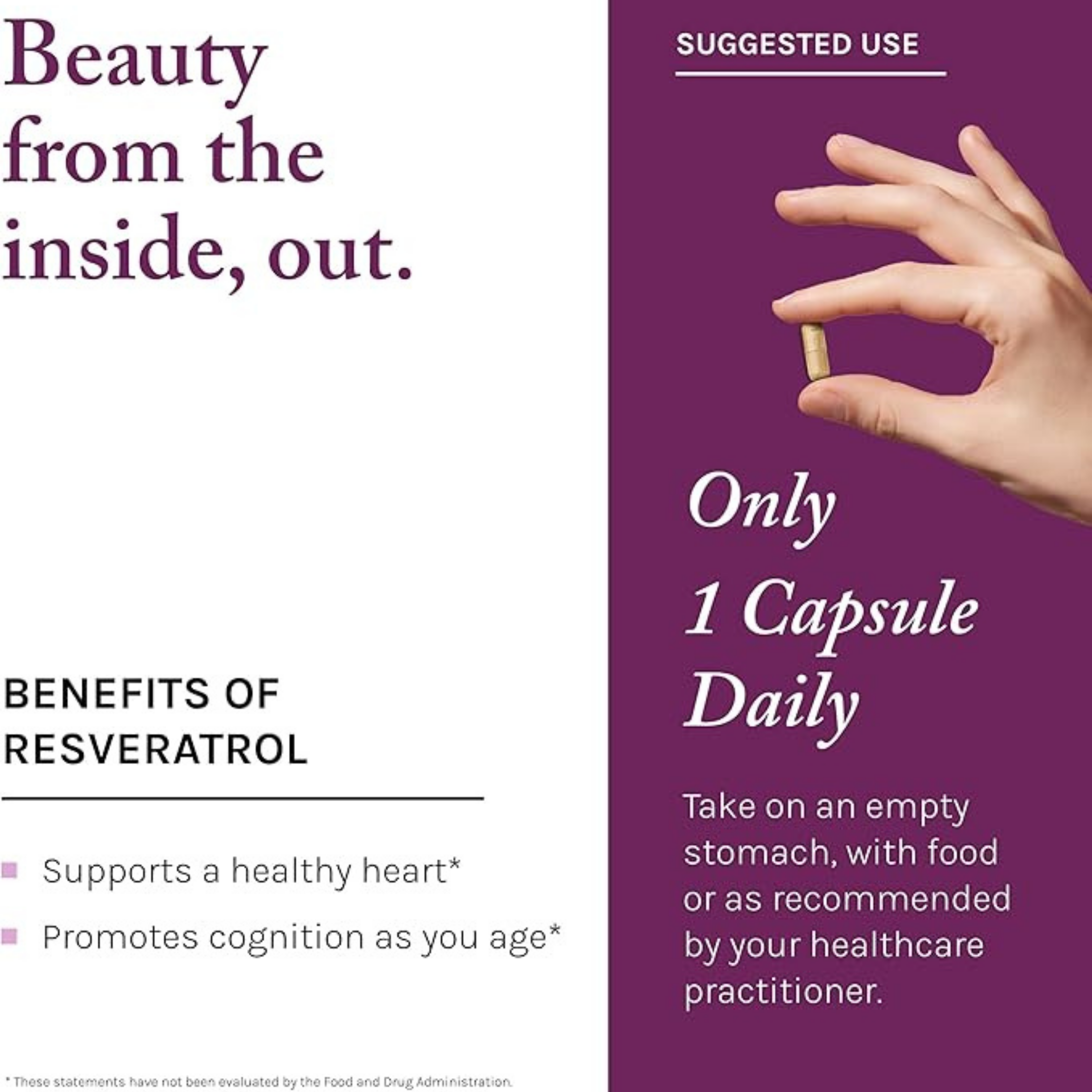 Reserveage Beauty, Resveratrol, 100 mg, 60 Veggie Capsules