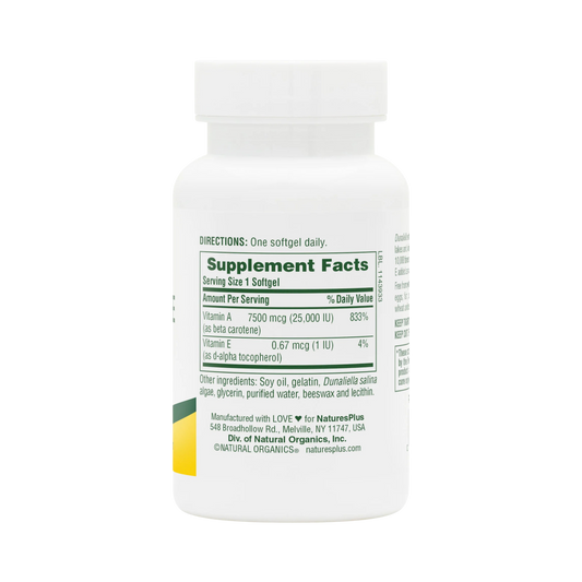NaturesPlus, Natural Beta Carotene, 25,000 IU Vitamin A & Vitamin E, 90 Softgels
