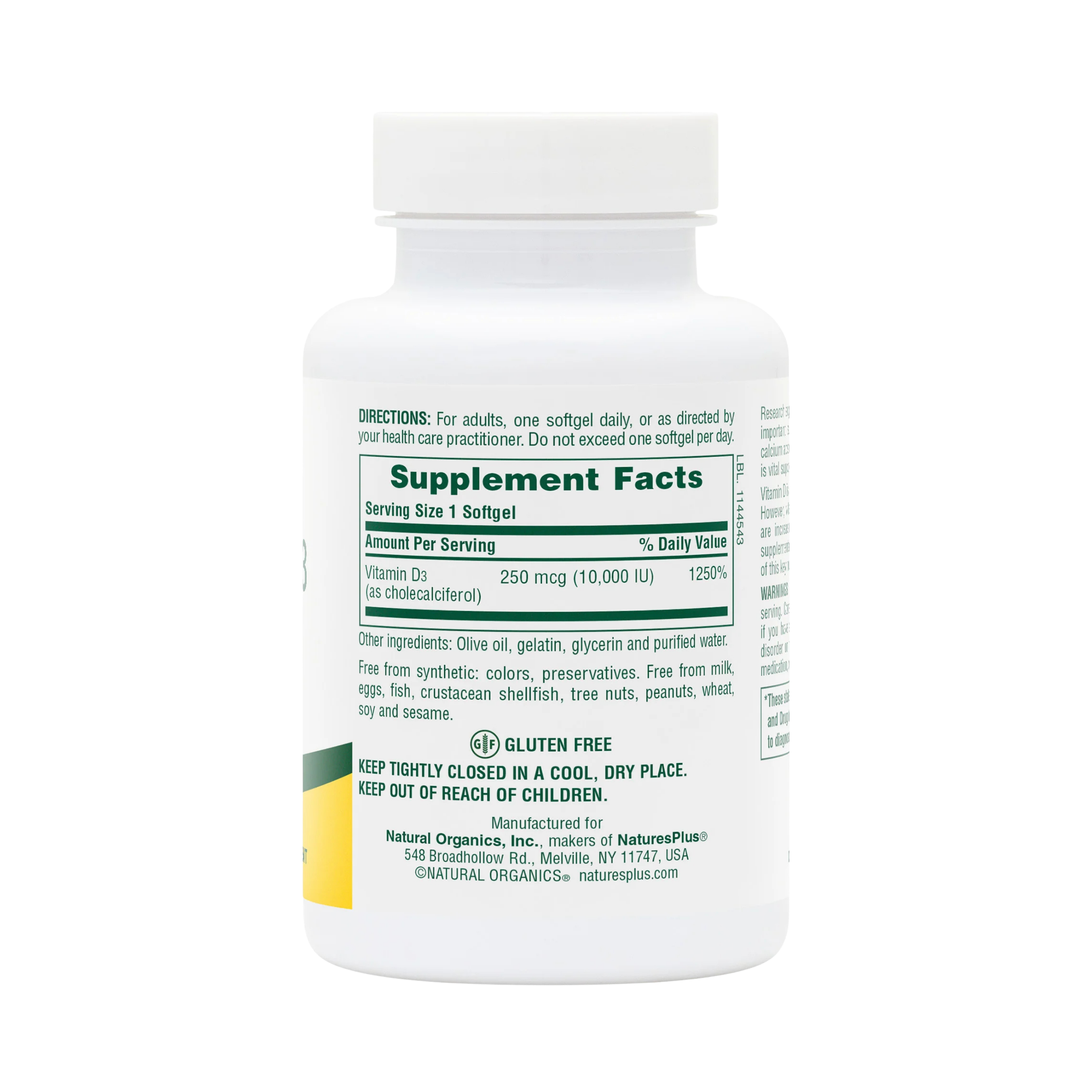 NaturesPlus, Vitamin D3, 250 Mcg, 60 Softgels