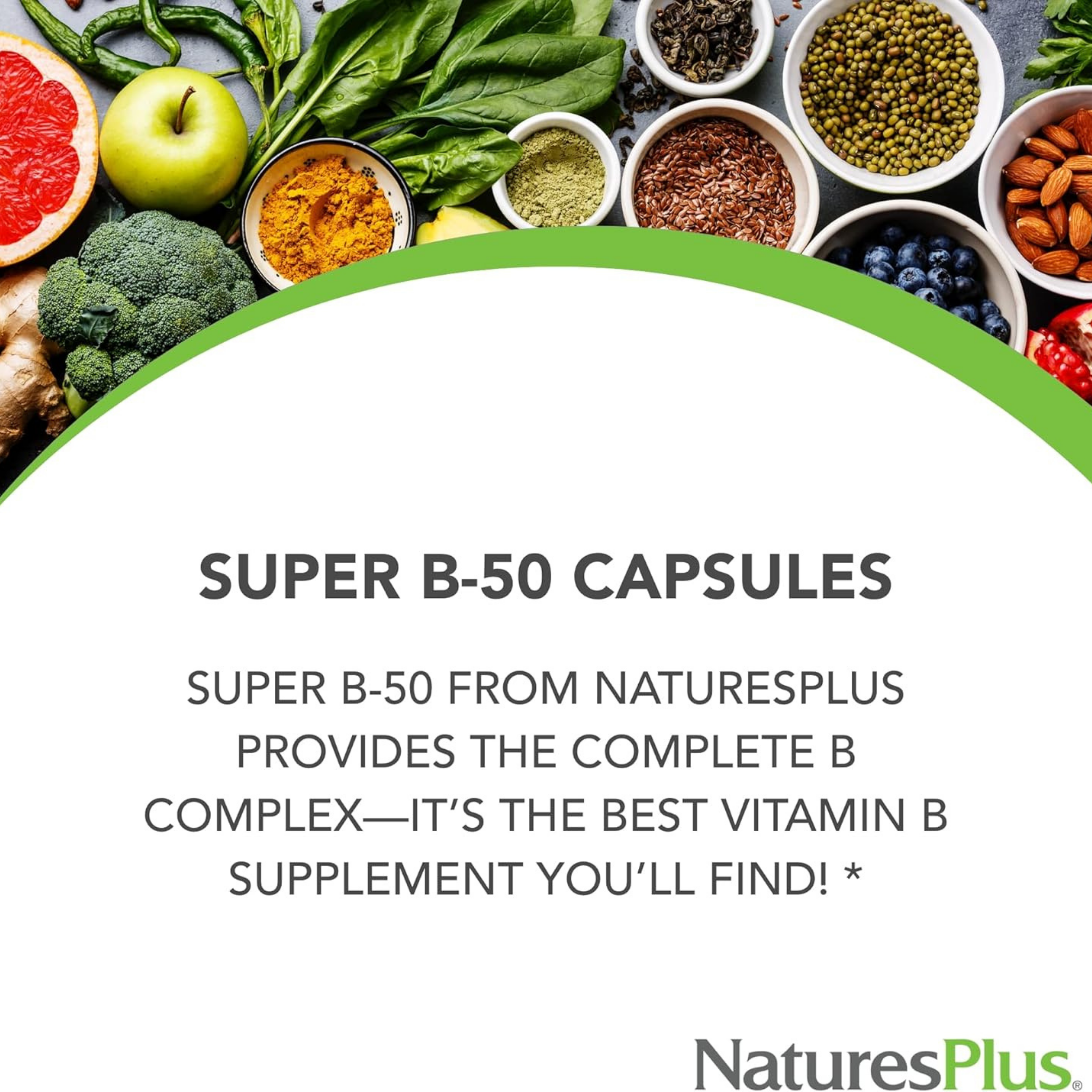 NaturesPlus, High Potency Super B-50, 180 Capsules