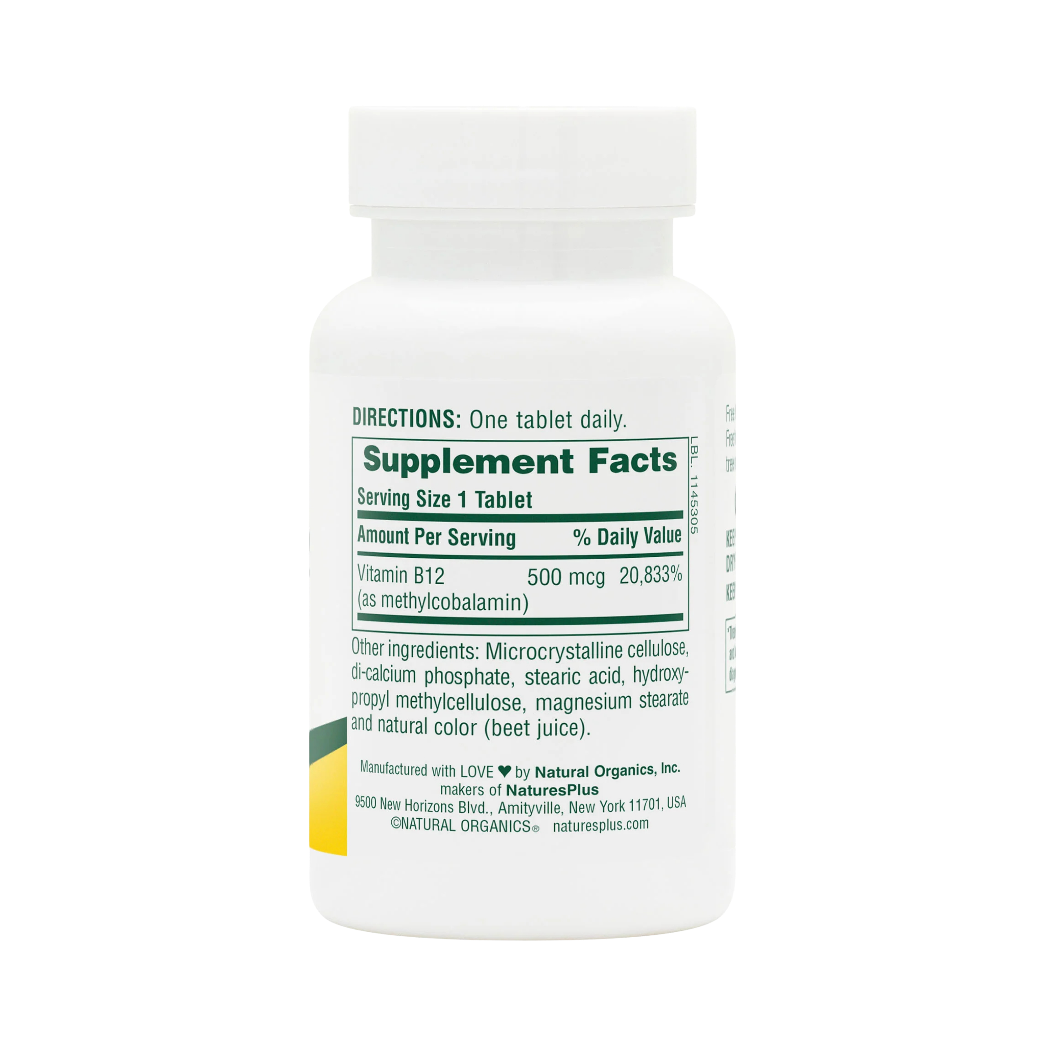NaturesPlus, Vitamin B-12, 500 Mcg, 90 Tablets