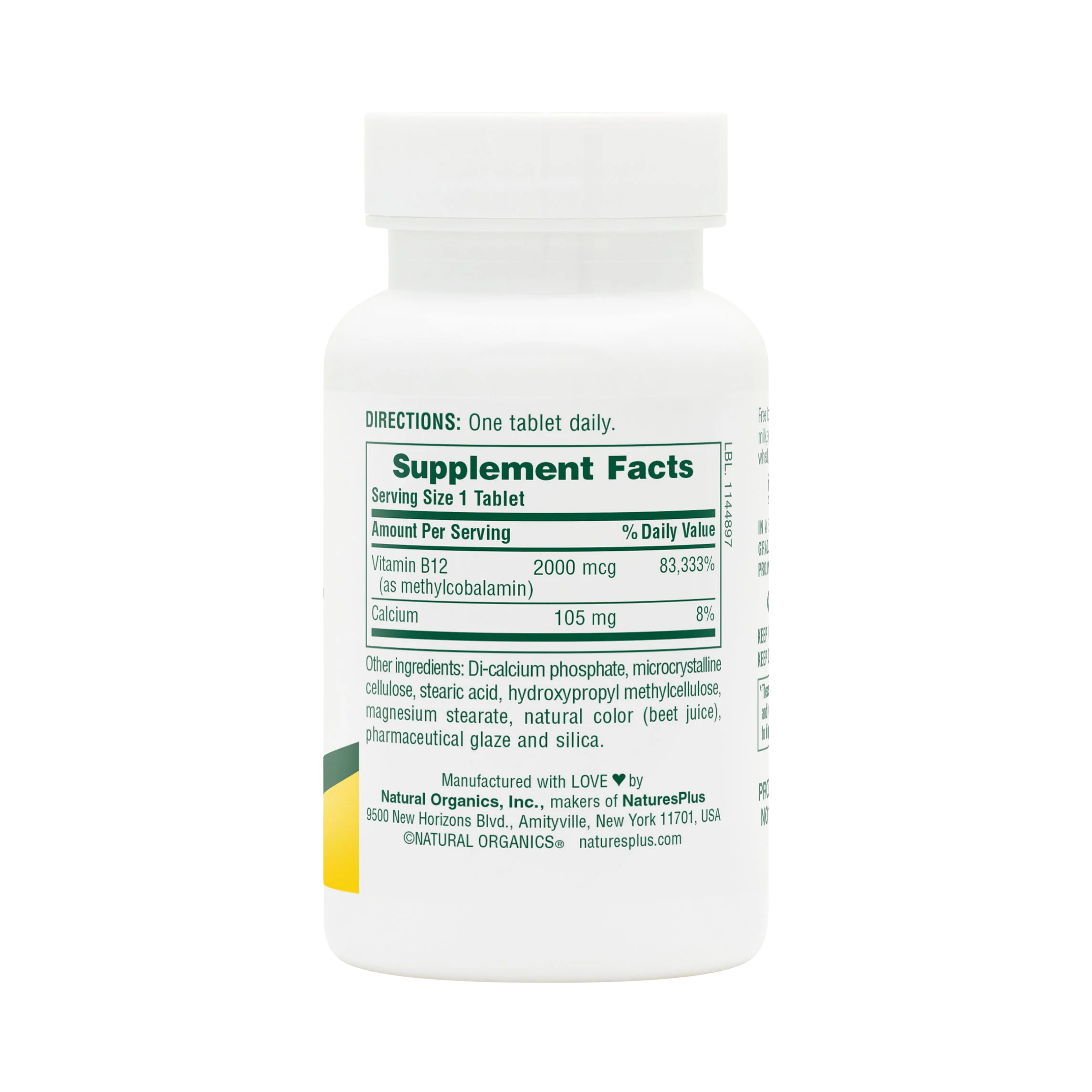 NaturesPlus, Sustained Release Vitamin B12, 2,000 Mcg, 60 Tablets