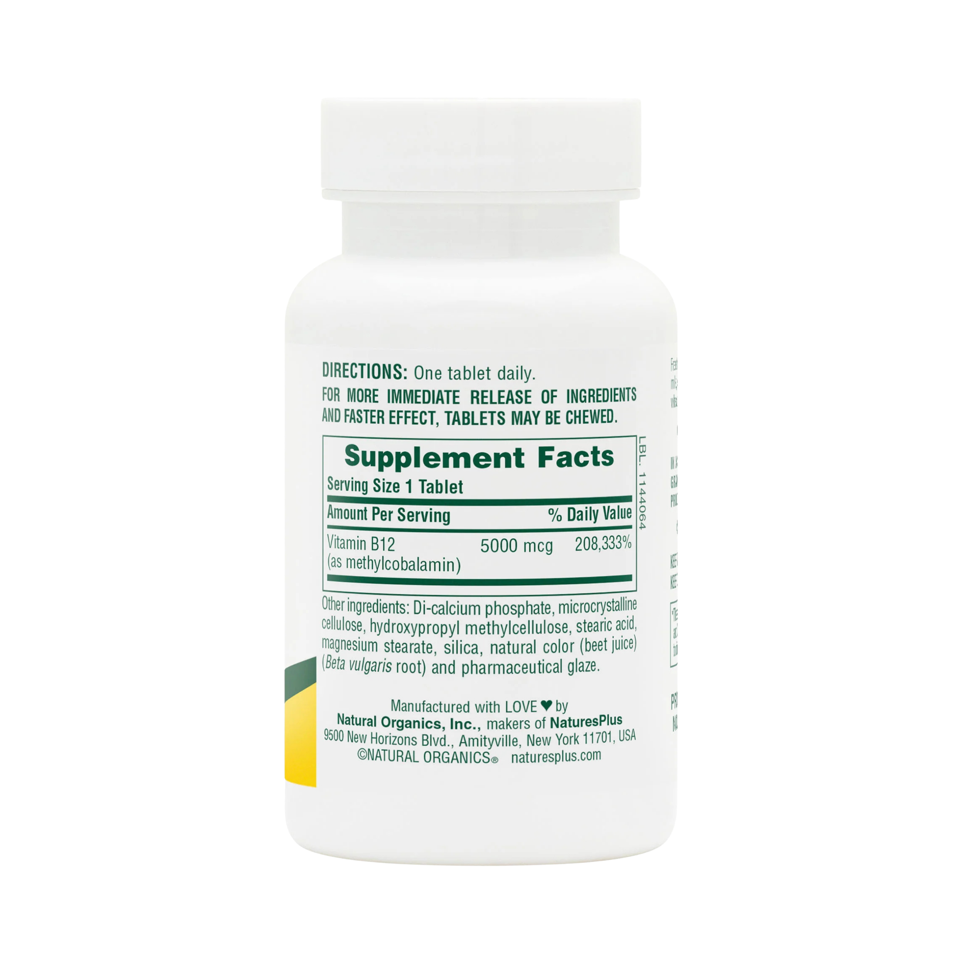 NaturesPlus, Shot-O-B12, 5,000 Mcg, 30 Tablets