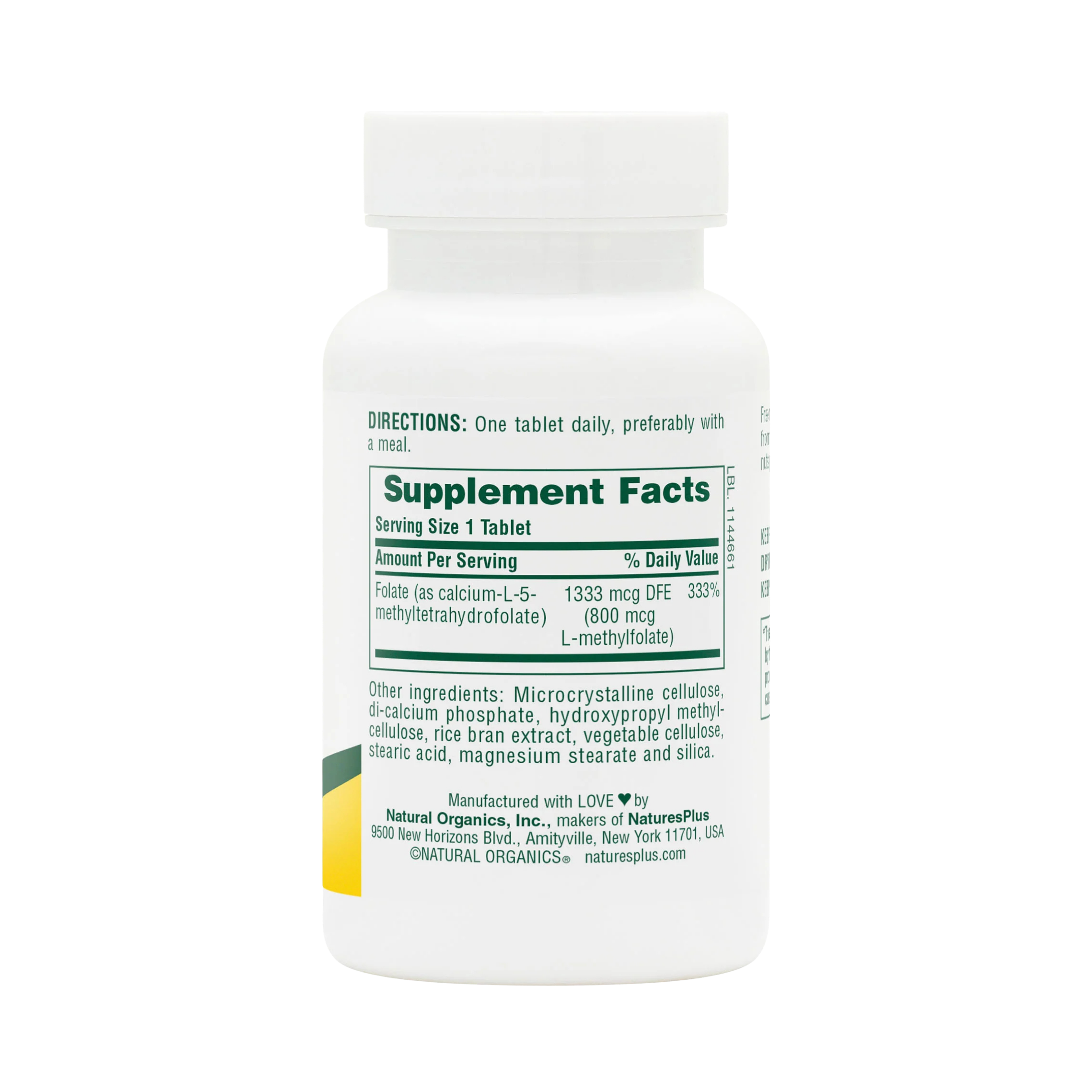 NaturesPlus, Folic Acid as Methylfolate, 800 Mcg, 90 Tablets
