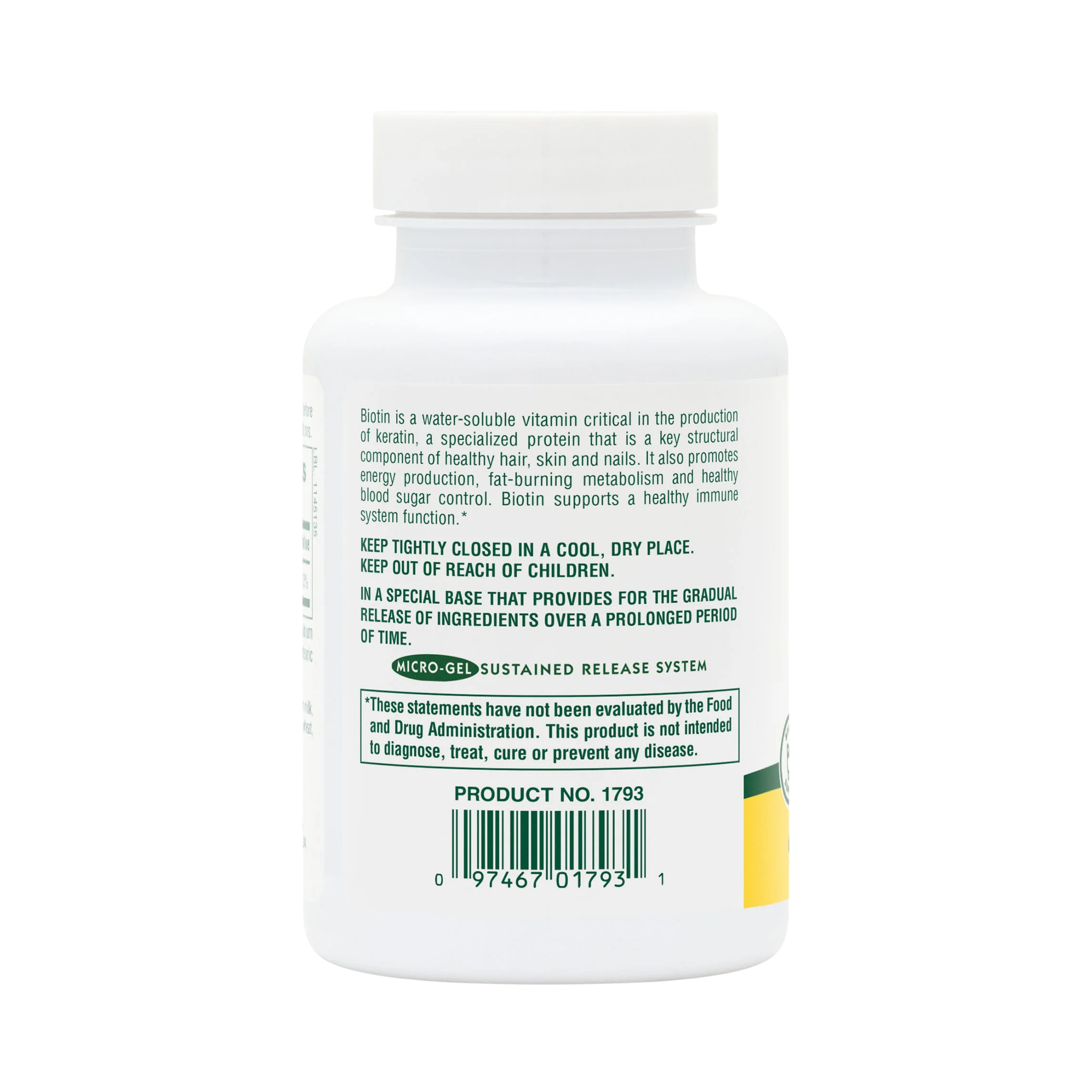 NaturesPlus, Sustained Release Biotin, 10000 Mcg, 90 Tablets