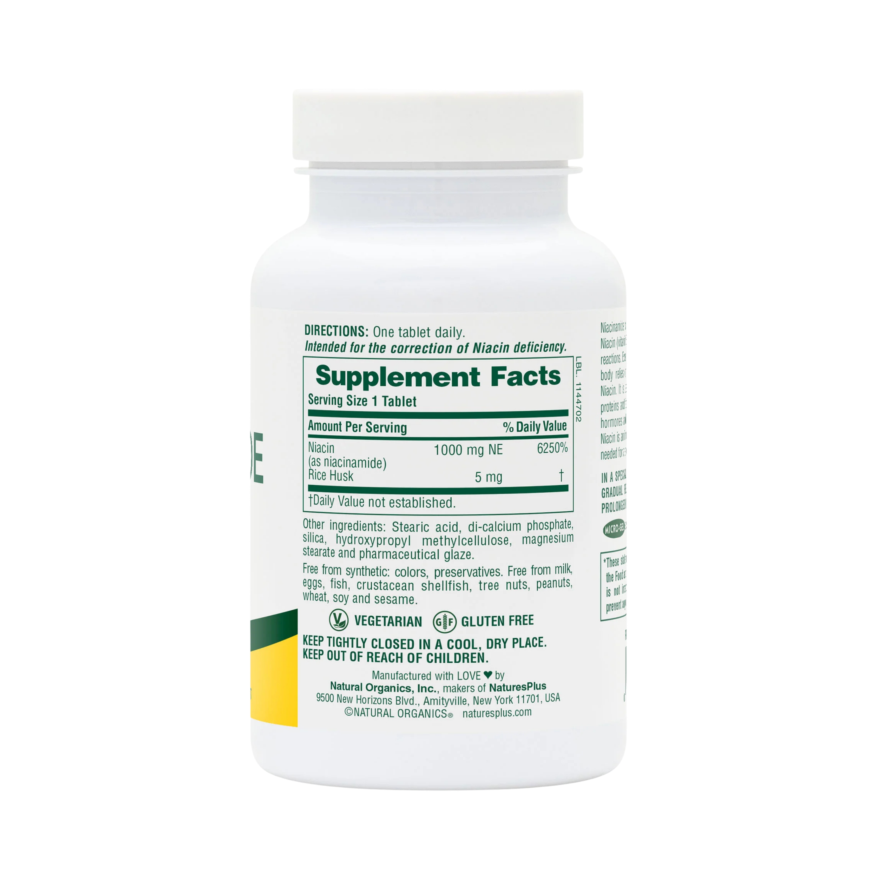 NaturesPlus, Sustained Release Niacinamide, 1,000 Mg, 90 Tablets