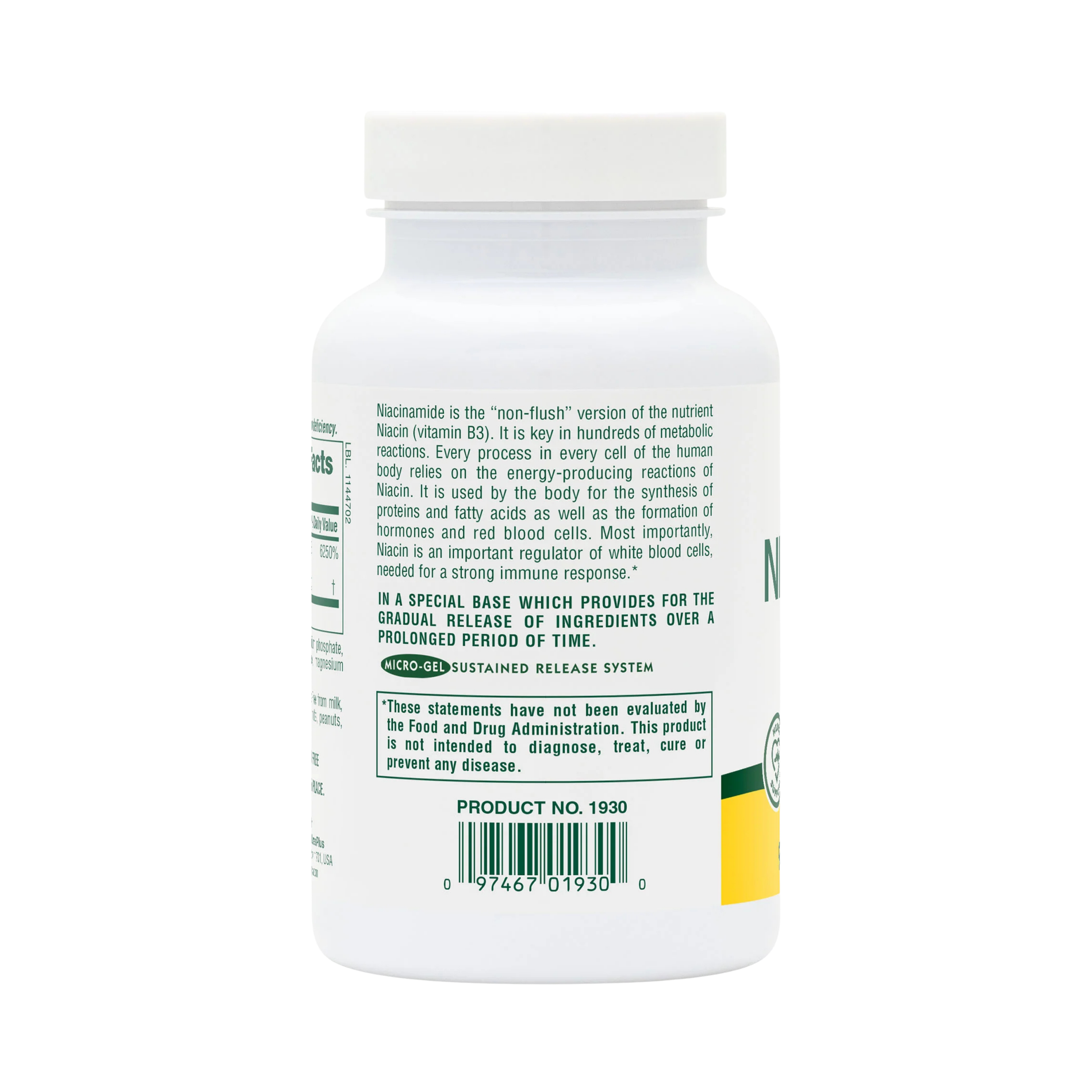 NaturesPlus, Sustained Release Niacinamide, 1,000 Mg, 90 Tablets