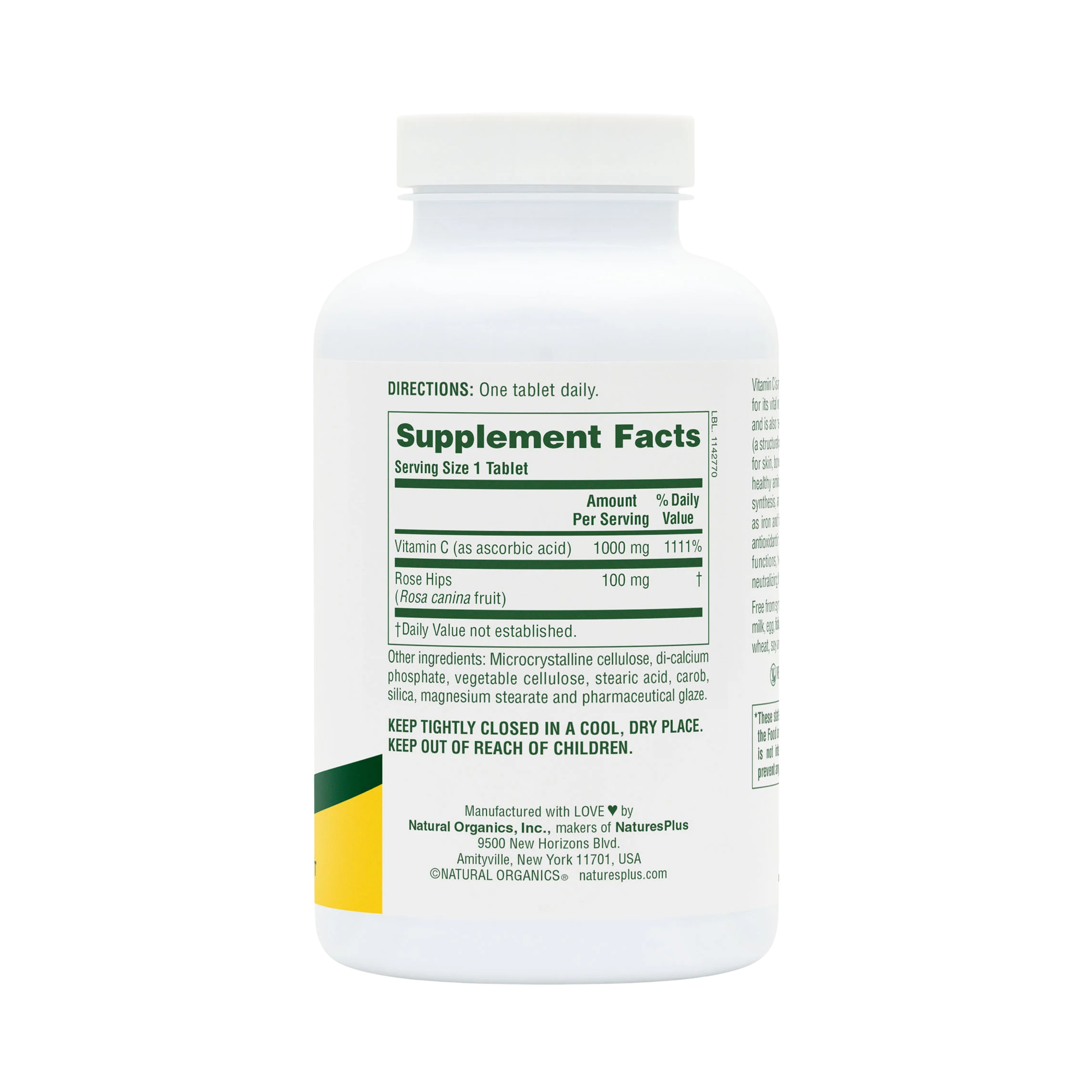 NaturesPlus, Vitamin C 1000 Mg with Rose Hips, 180 Tablet