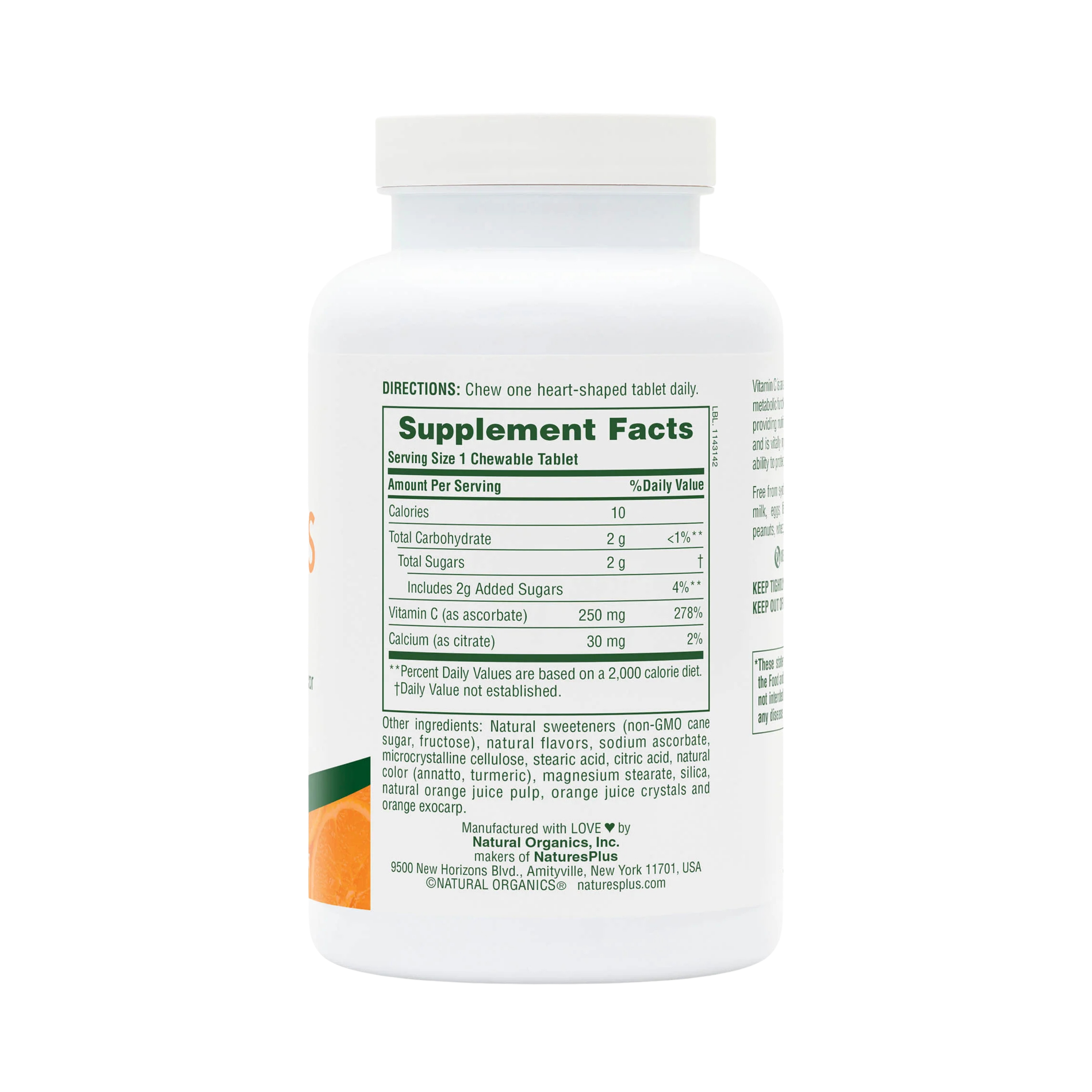 NaturesPlus, Chewable Love Buffs, Vitamin C, Natural Orange, 250 Mg, 90 Tablets