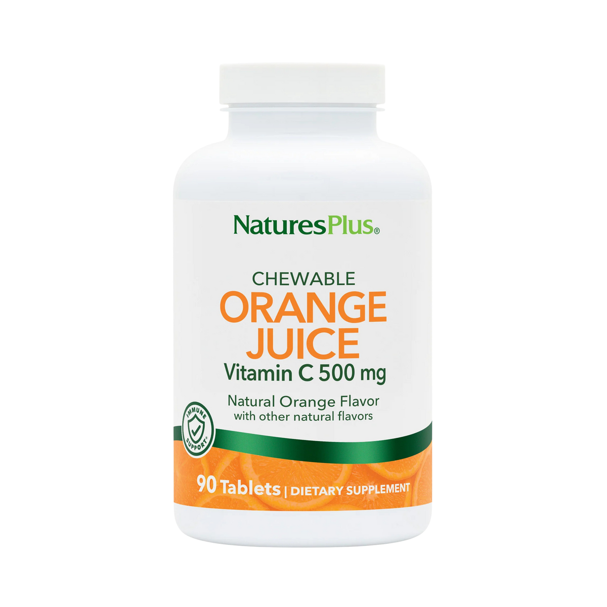 NaturesPlus, Chewable Orange Juice, Vitamin C, Natural Orange, 500 Mg, 90 Tablets