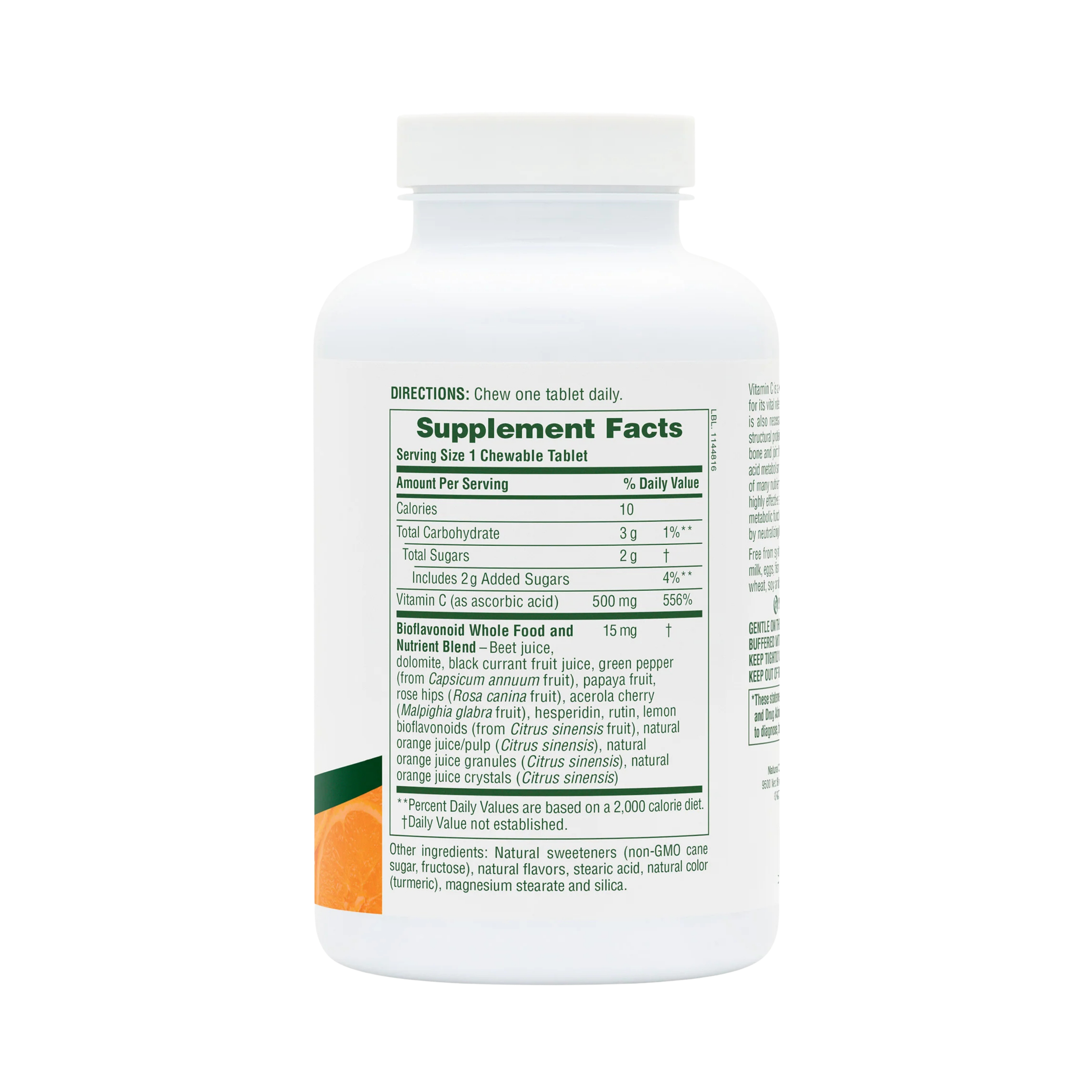 NaturesPlus, Chewable Orange Juice, Vitamin C, Natural Orange, 500 Mg, 90 Tablets