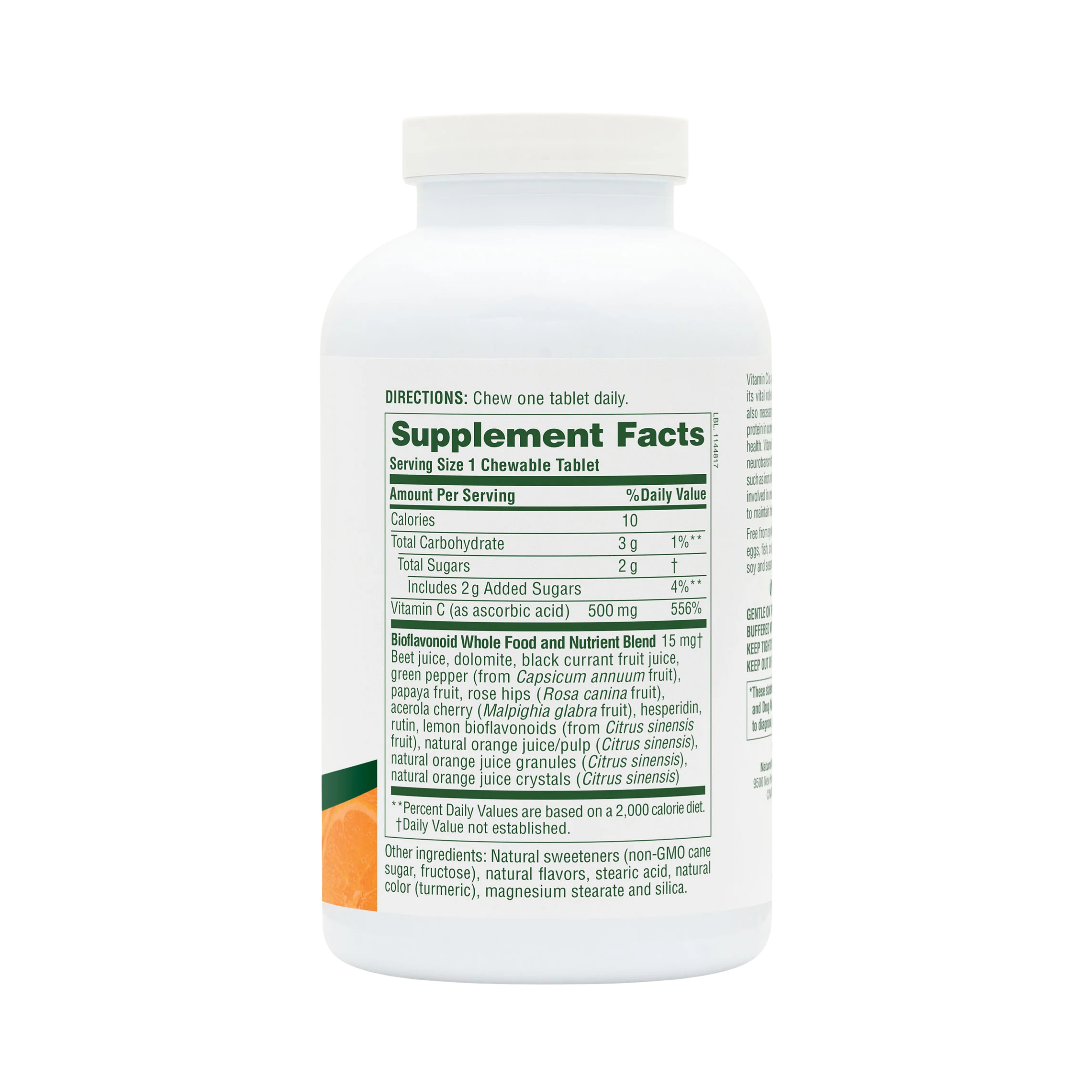 NaturesPlus, Chewable Orange Juice, Vitamin C, Natural Orange, 500 Mg, 180 Tablets