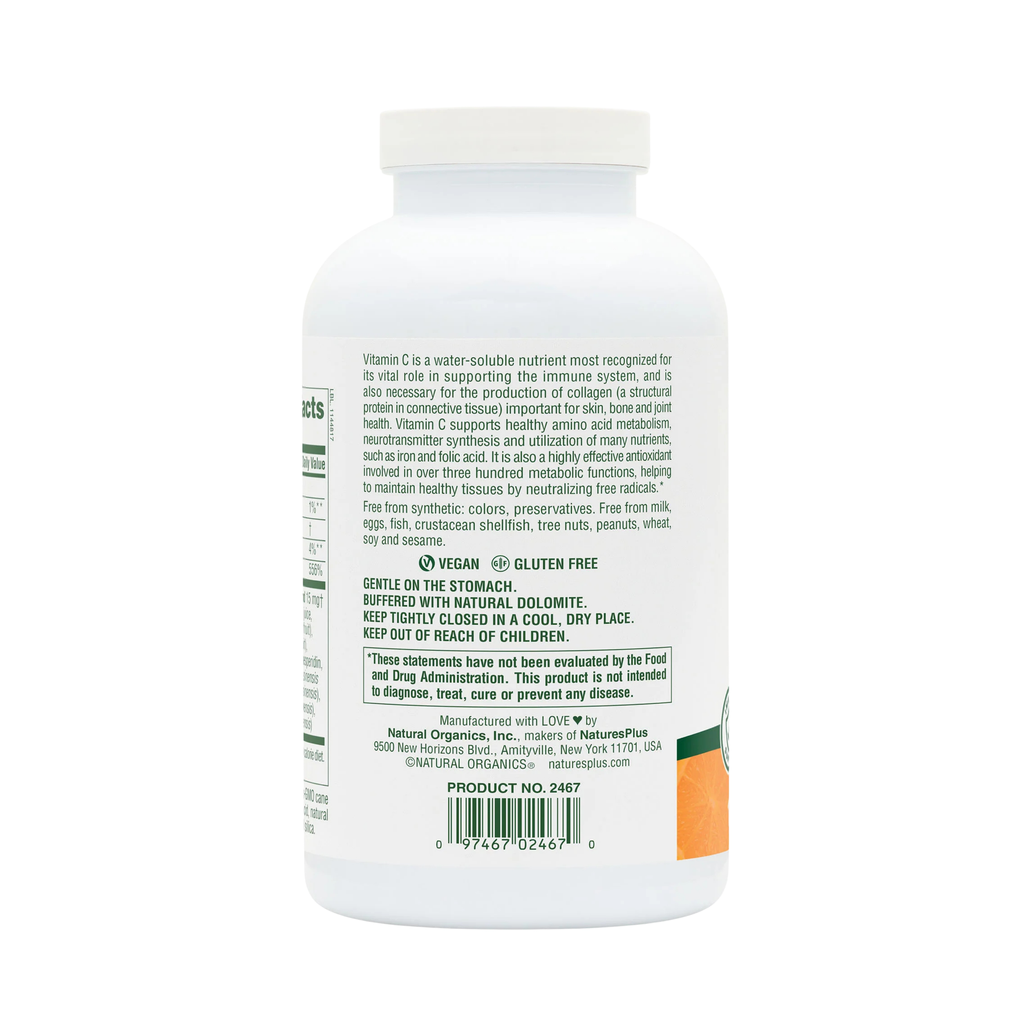 NaturesPlus, Chewable Orange Juice, Vitamin C, Natural Orange, 500 Mg, 180 Tablets
