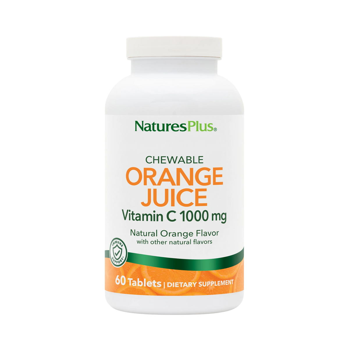 NaturesPlus, Chewable Orange Juice, Vitamin C, Natural Orange, 1,000 Mg, 60 Tablets