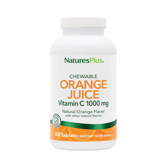 NaturesPlus, Chewable Orange Juice, Vitamin C, Natural Orange, 1,000 Mg, 60 Tablets