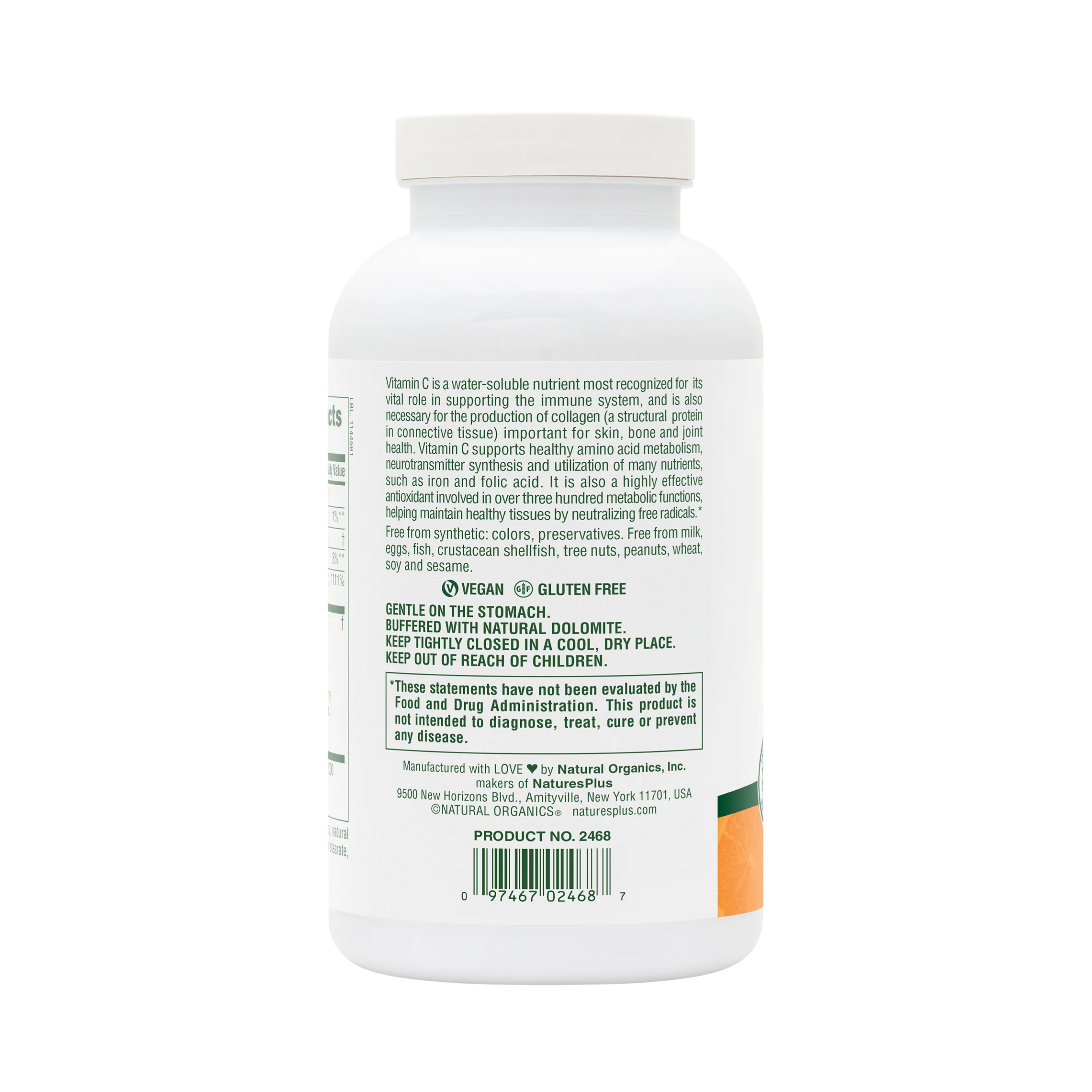 NaturesPlus, Chewable Orange Juice, Vitamin C, Natural Orange, 1,000 Mg, 60 Tablets
