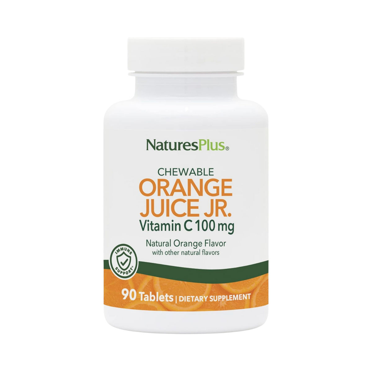 NaturesPlus, Orange Juice Jr Chewable Vitamin C, Natural Orange, 100 Mg, 90 Tablets