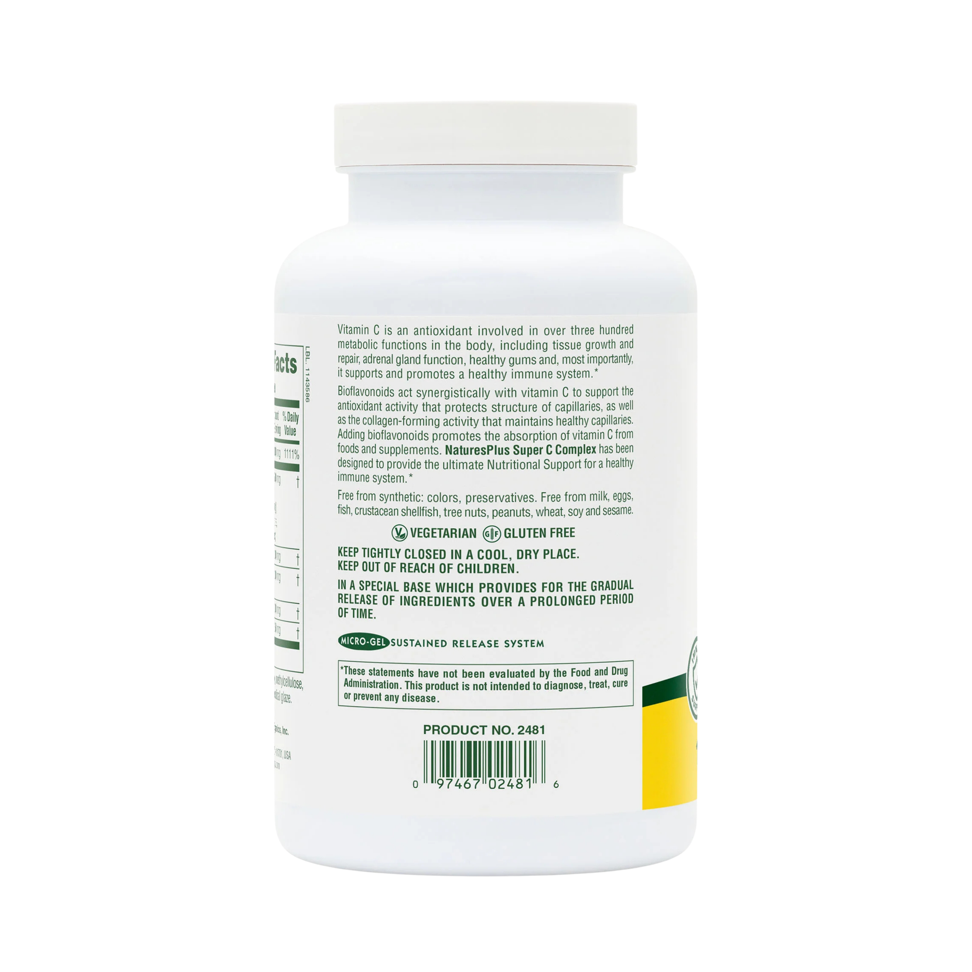 NaturesPlus, Sustained Release Super C Complex, 180 Tablets